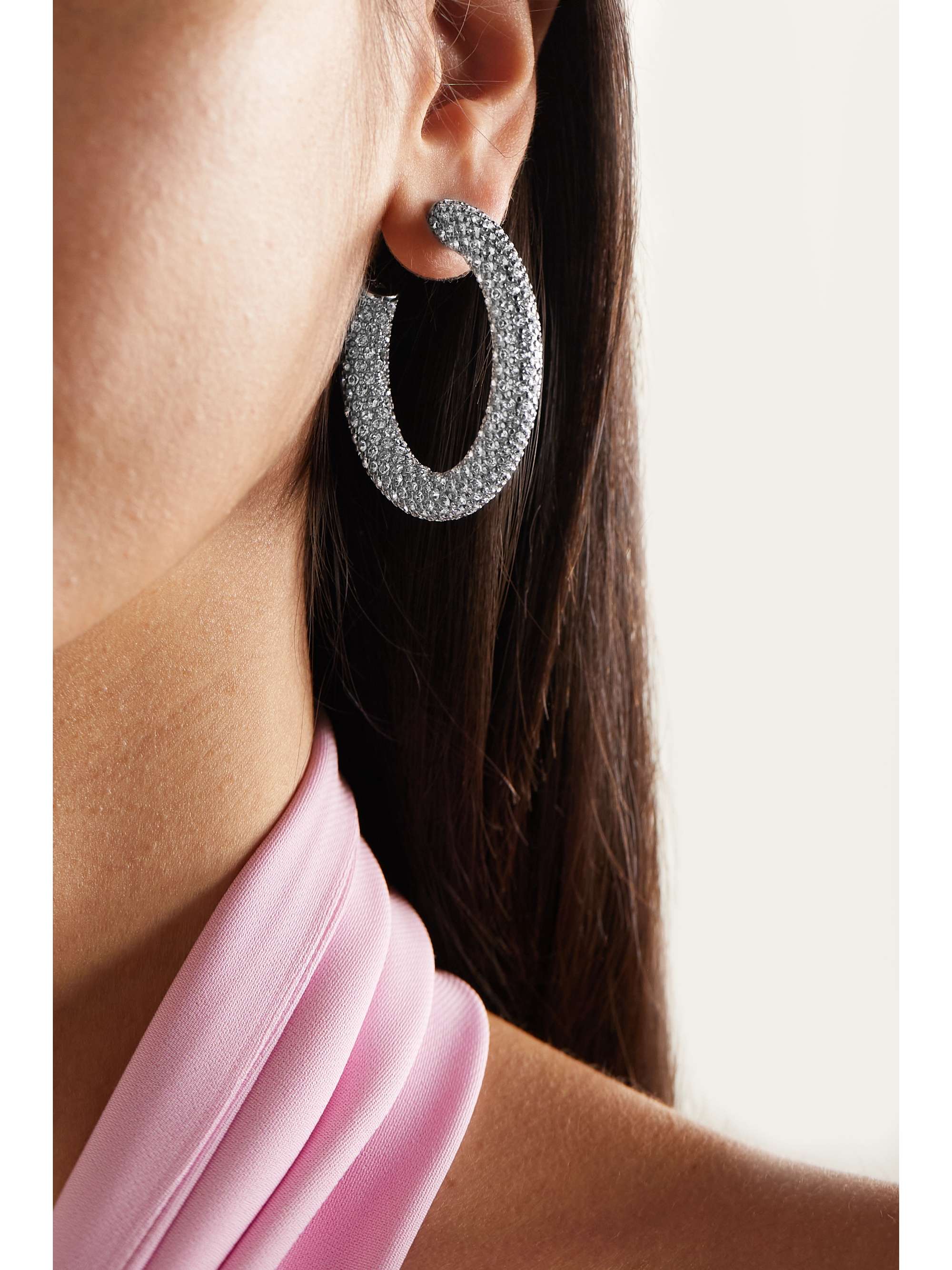 AMINA MUADDI Cameron medium coated-metal crystal hoop earrings