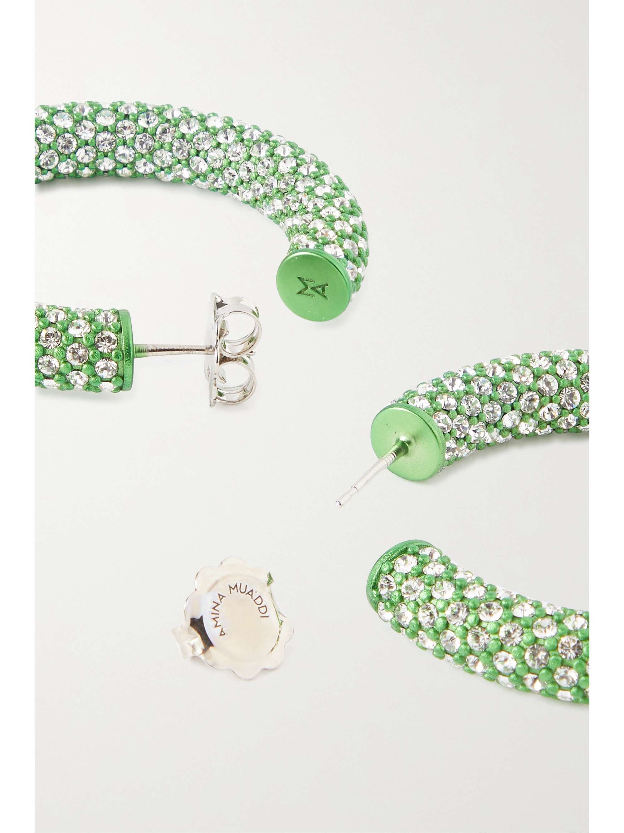 AMINA MUADDI Cameron medium coated-metal crystal hoop earrings