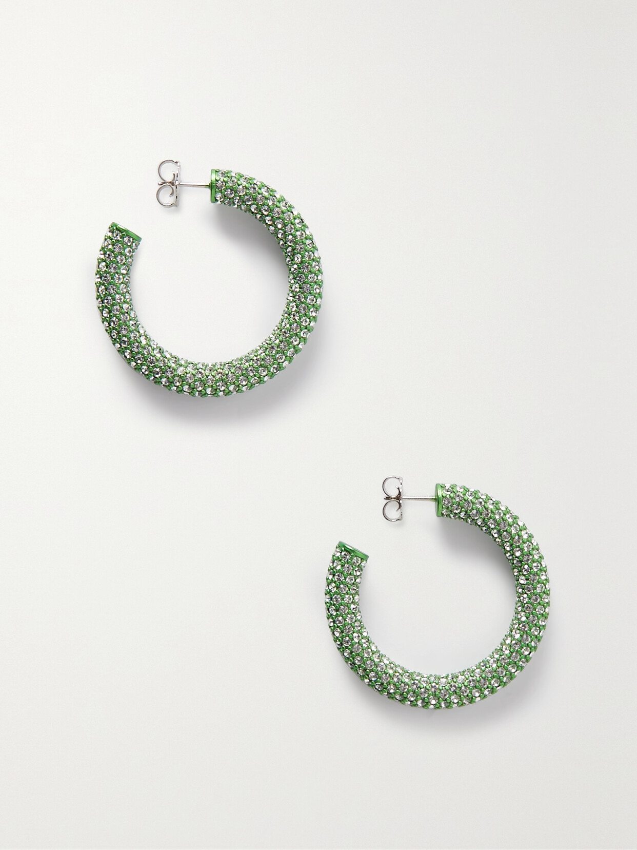 Amina Muaddi - Cameron Medium Coated-metal Crystal Hoop Earrings - Green