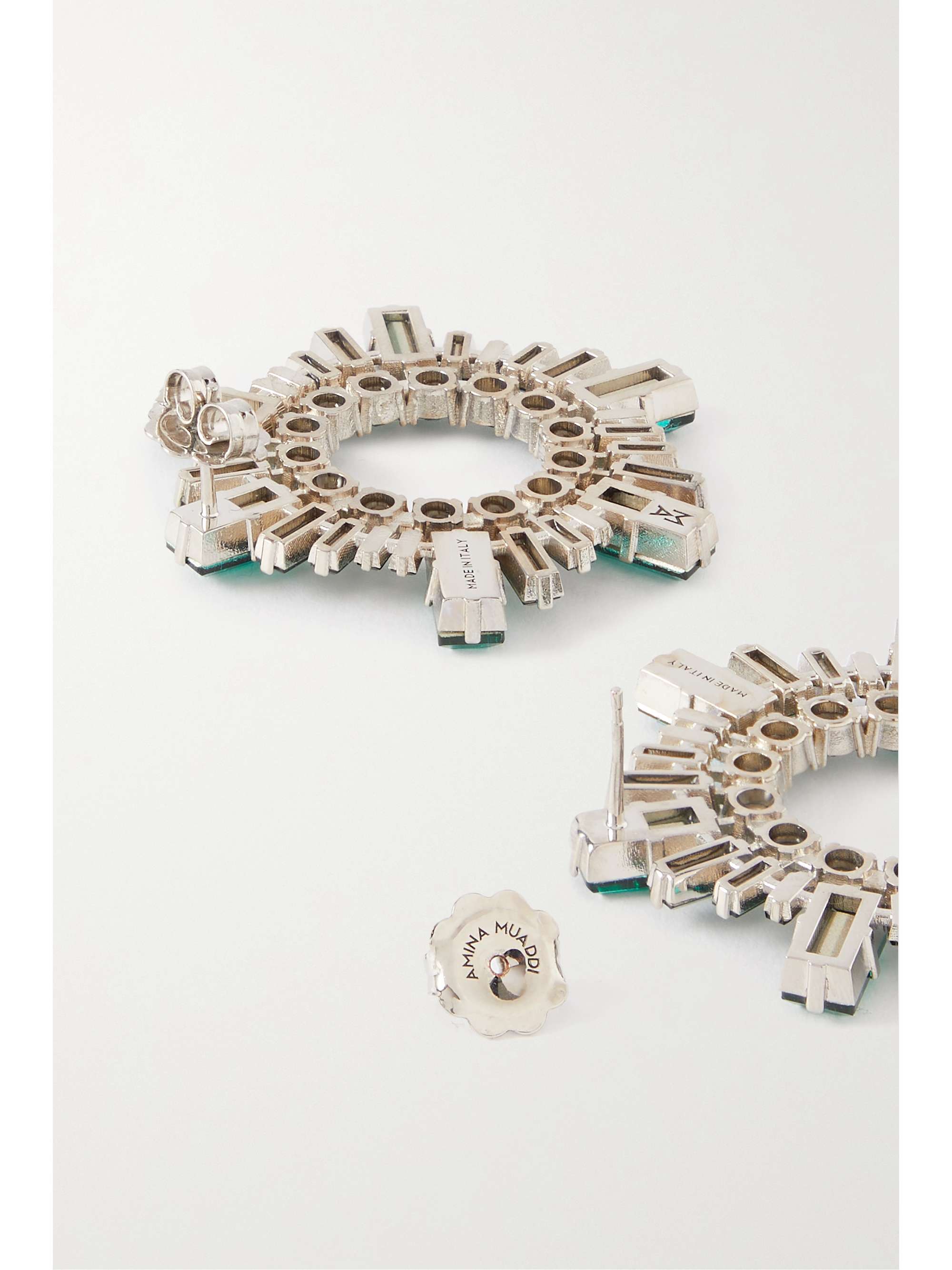 AMINA MUADDI Begum mini silver-tone crystal earrings