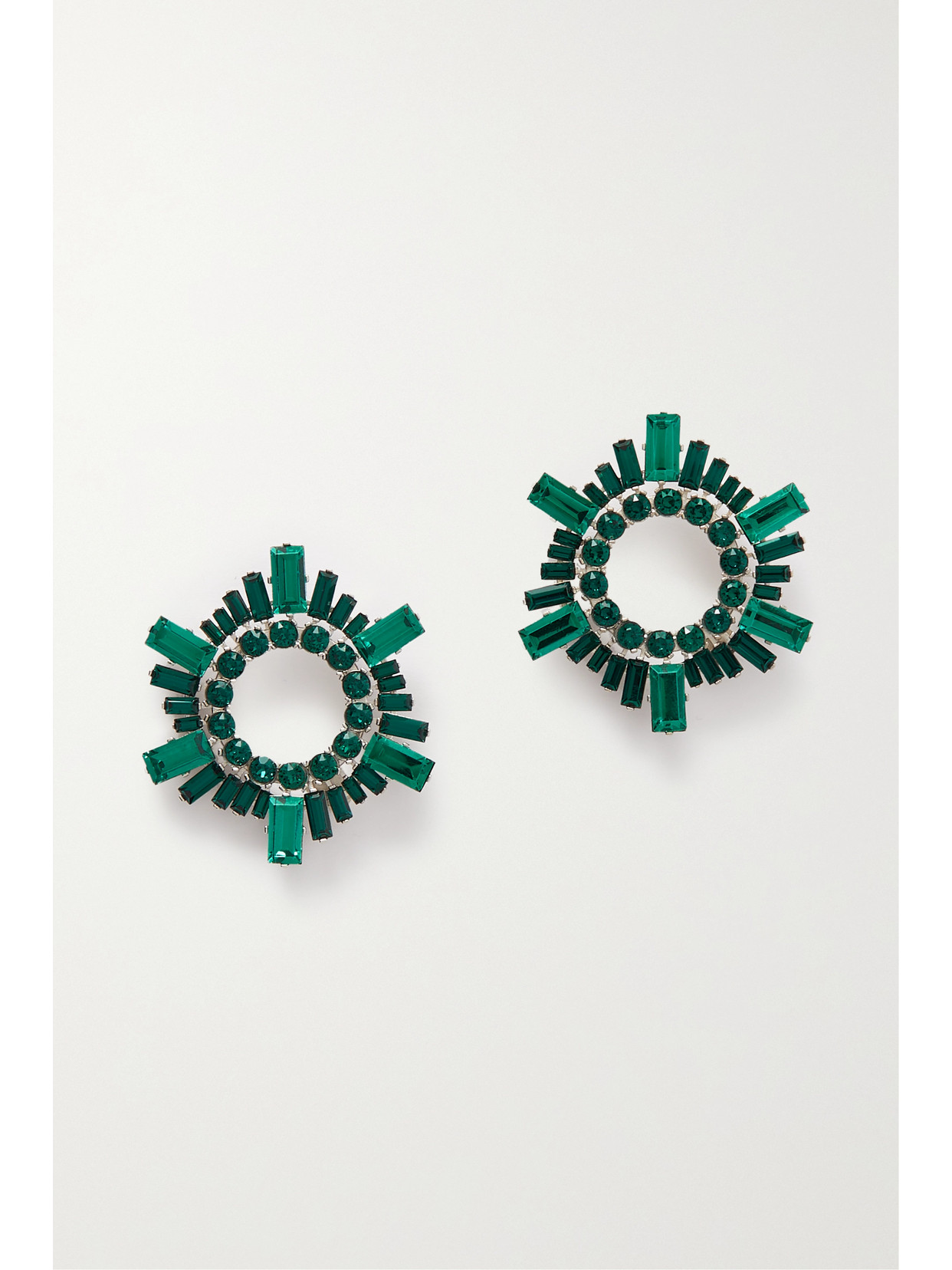 Amina Muaddi - Begum Mini Silver-tone Crystal Earrings - Green