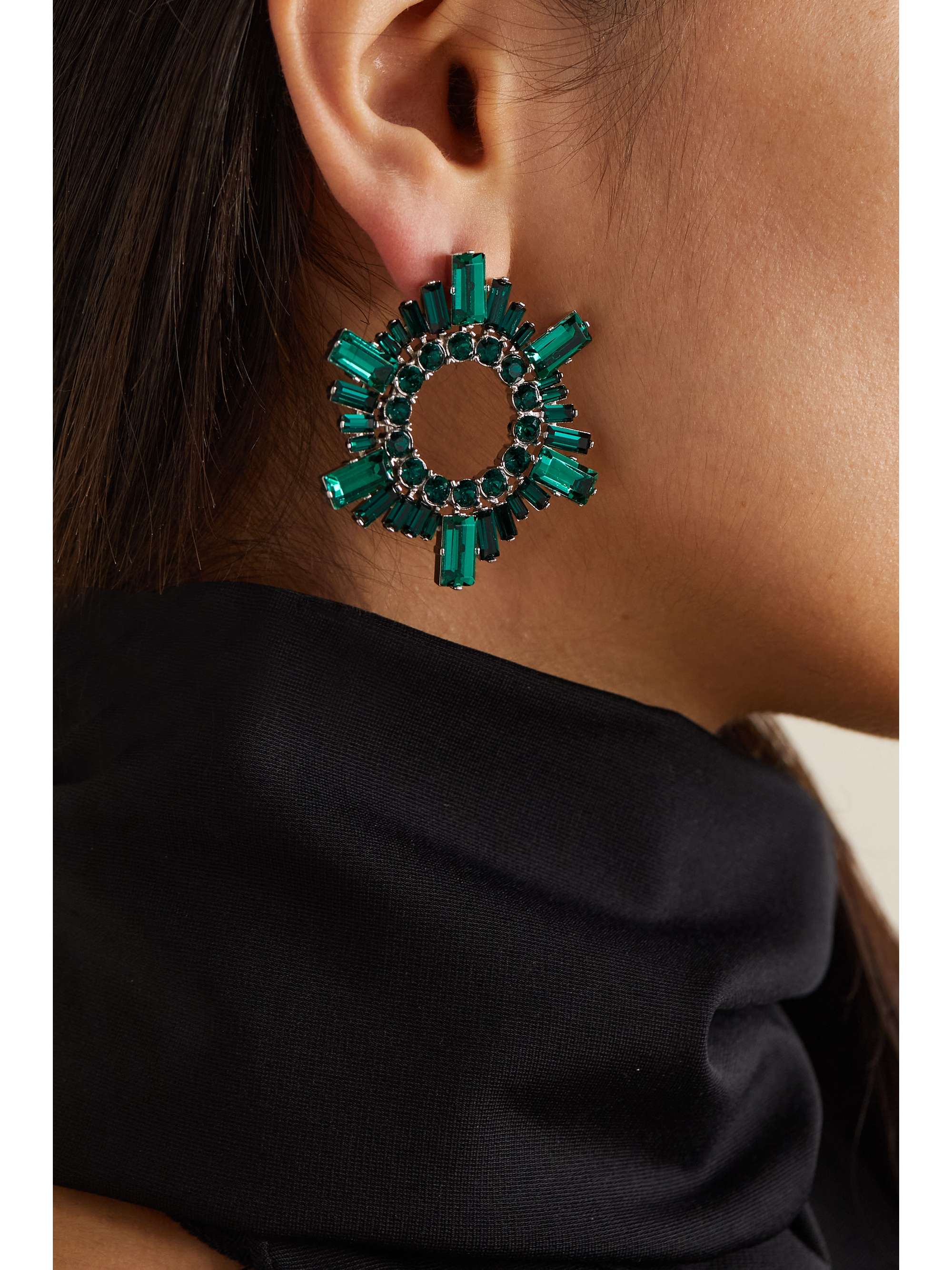AMINA MUADDI Begum mini silver-tone crystal earrings