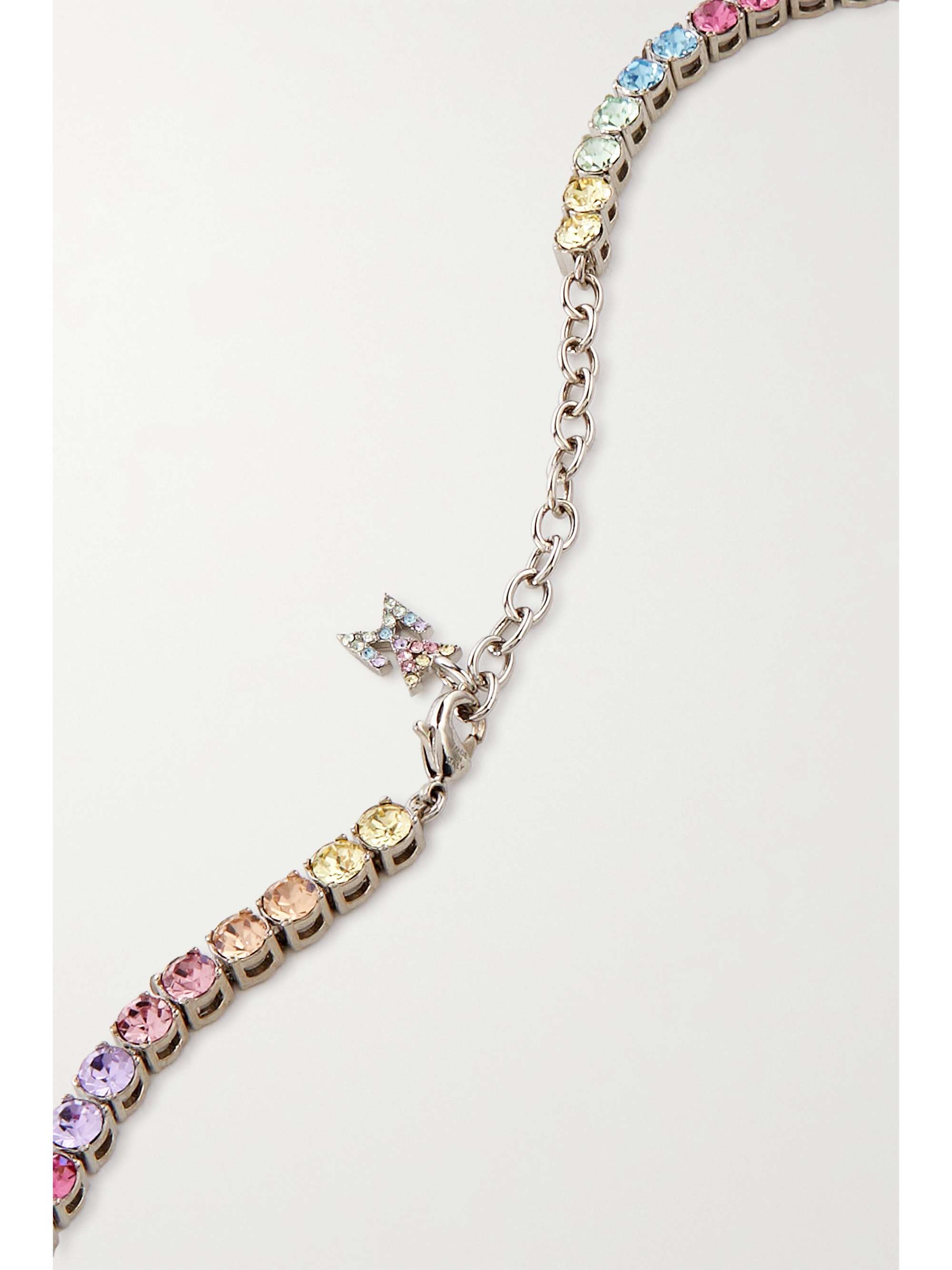 AMINA MUADDI Silver-tone crystal tennis necklace