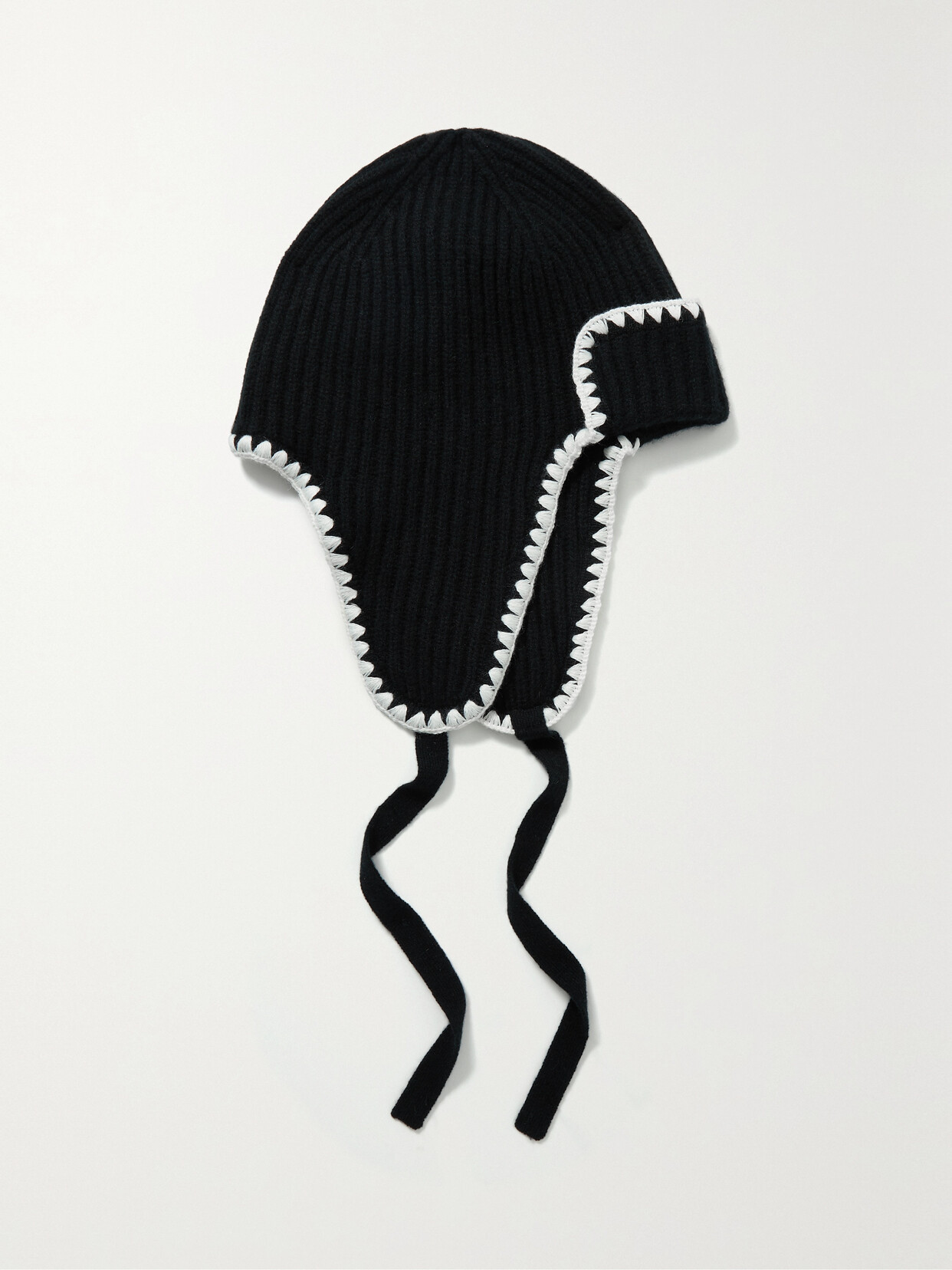 Arch4 - Crochet-trimmed Ribbed Cashmere Hat - Black