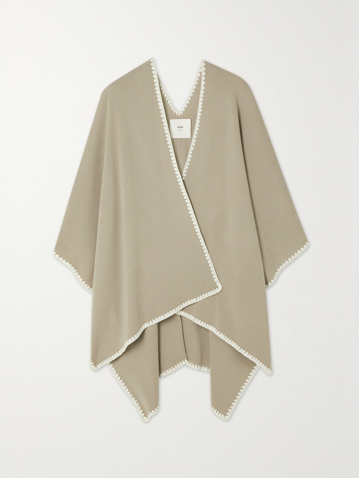 Arch4 Seymour Crochet-trimmed Wool And Cashmere-blend Cape In Neutrals