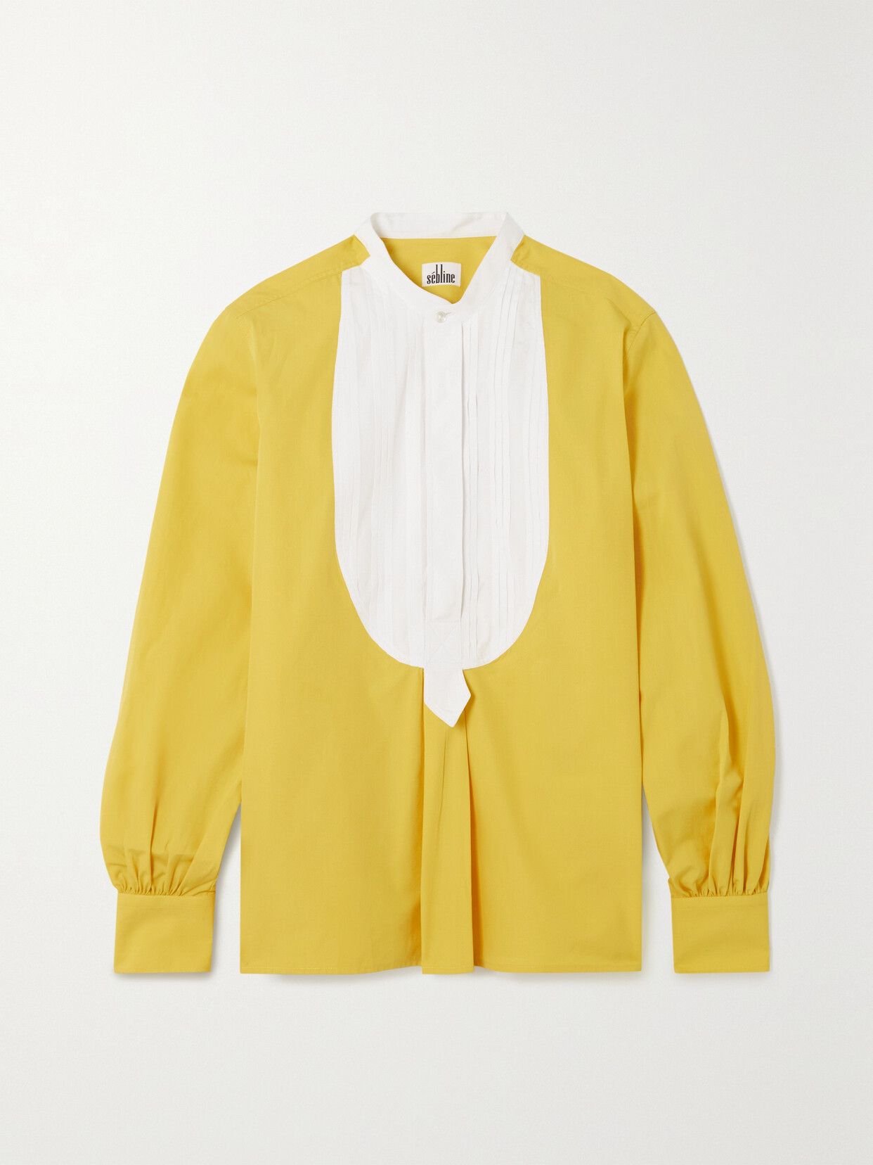 Sebline Pintucked Two-tone Cotton-poplin Shirt