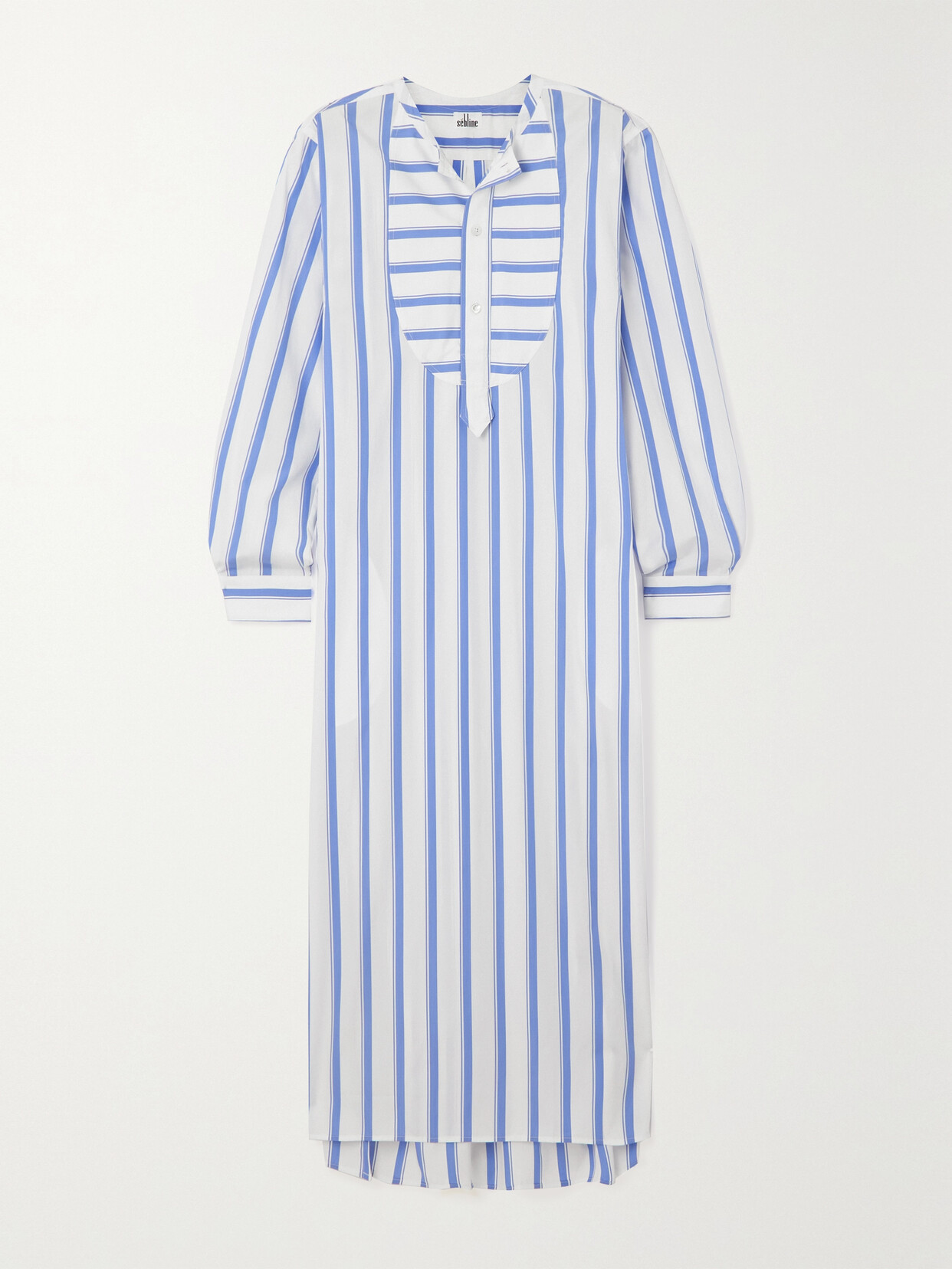 Sebline - Striped Cotton-poplin Kaftan - Blue