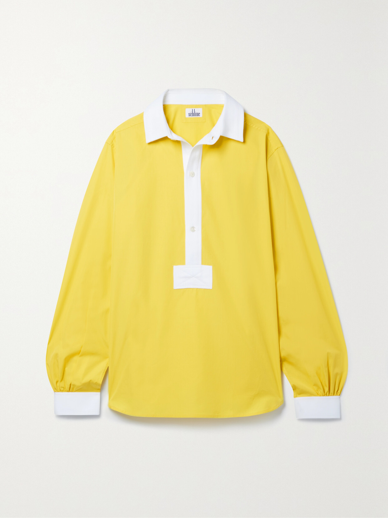 Sebline Grosgrain-trimmed Cotton-poplin Shirt - Yellow