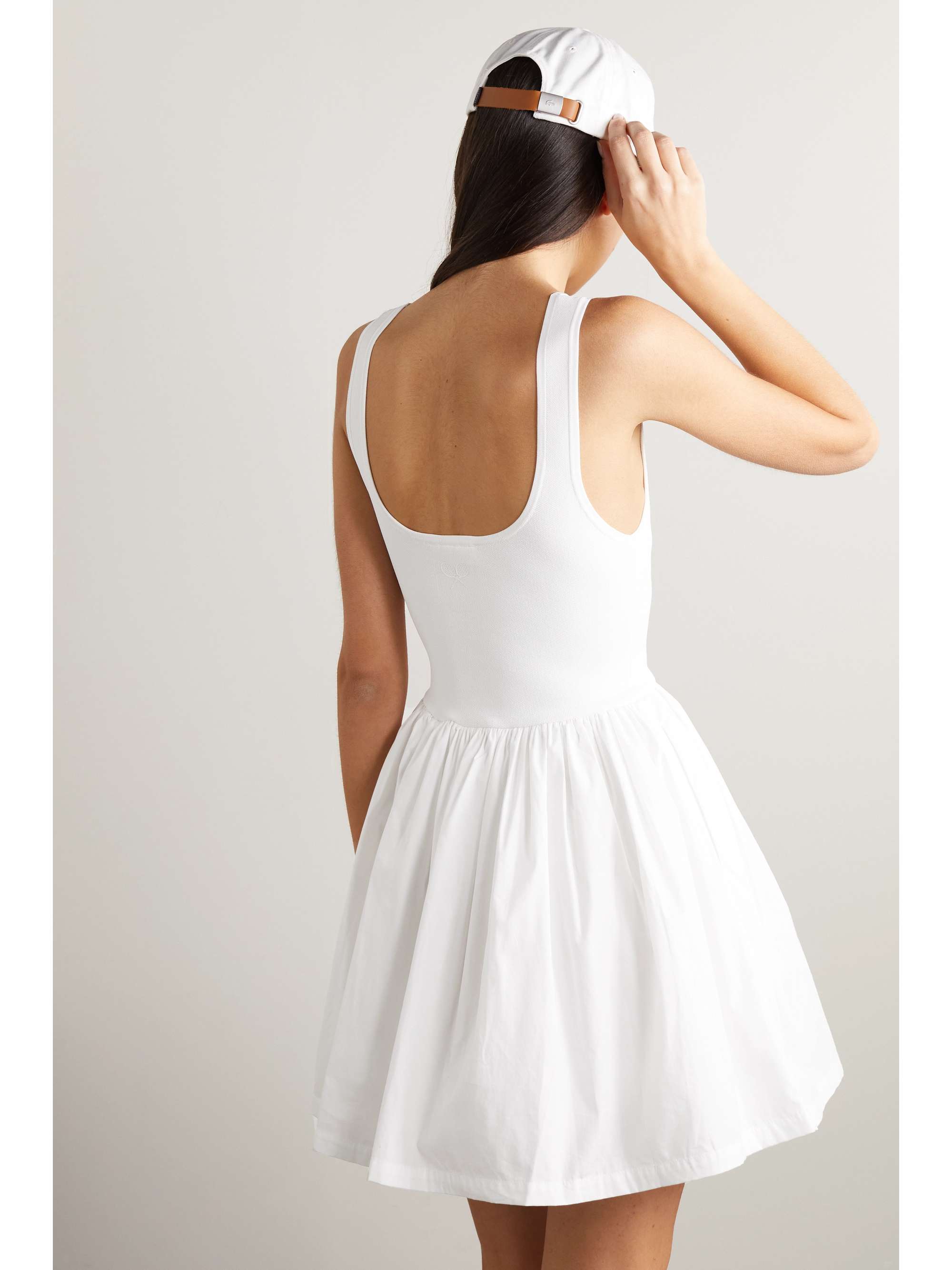 THE UPSIDE Matchpoint Gracie Tennis-Kleid aus Baumwoll-Piqué und Shell mit Falten