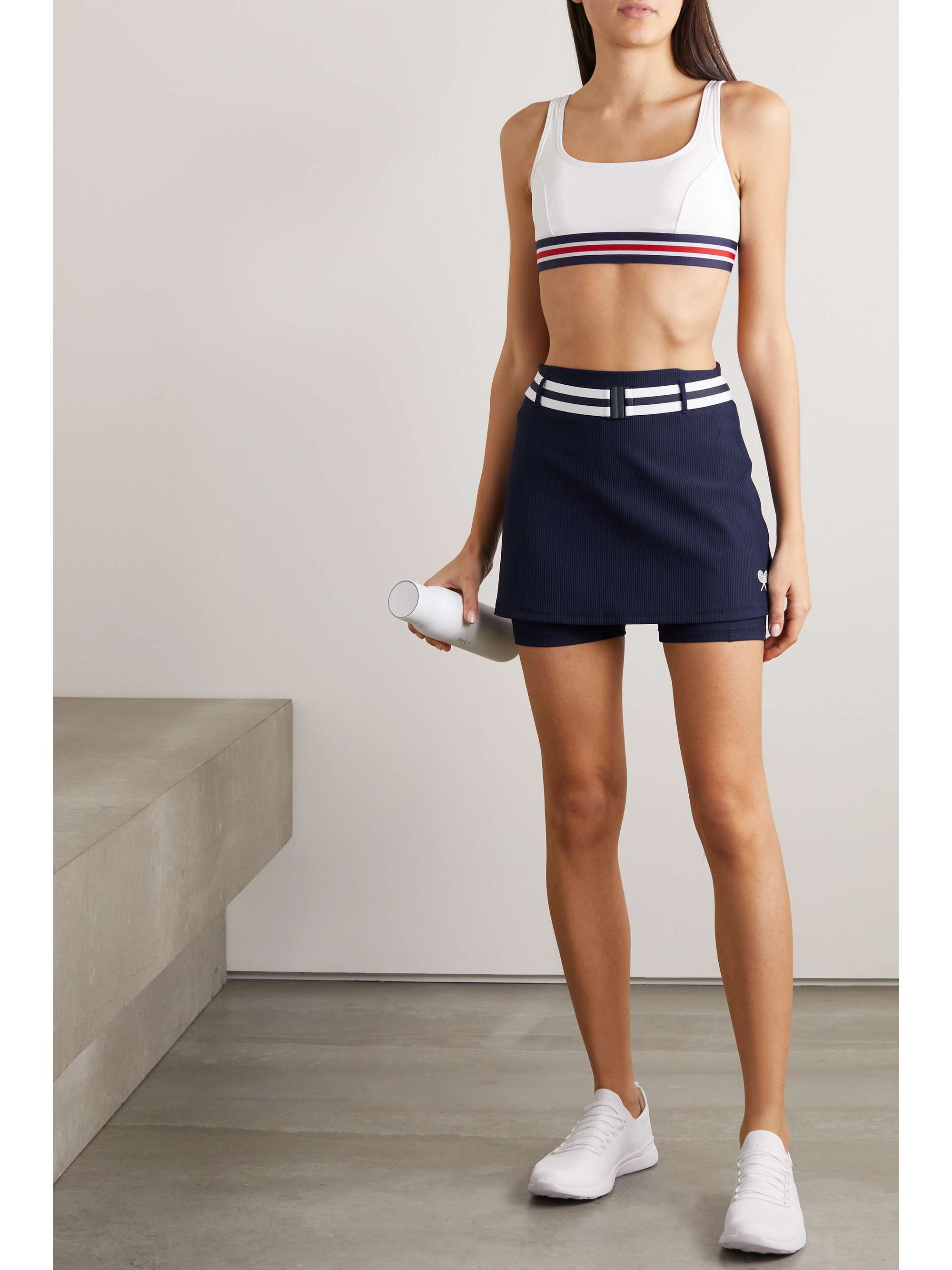 THE UPSIDE Matchpoint Ash belted ribbed stretch-jersey tennis skirt