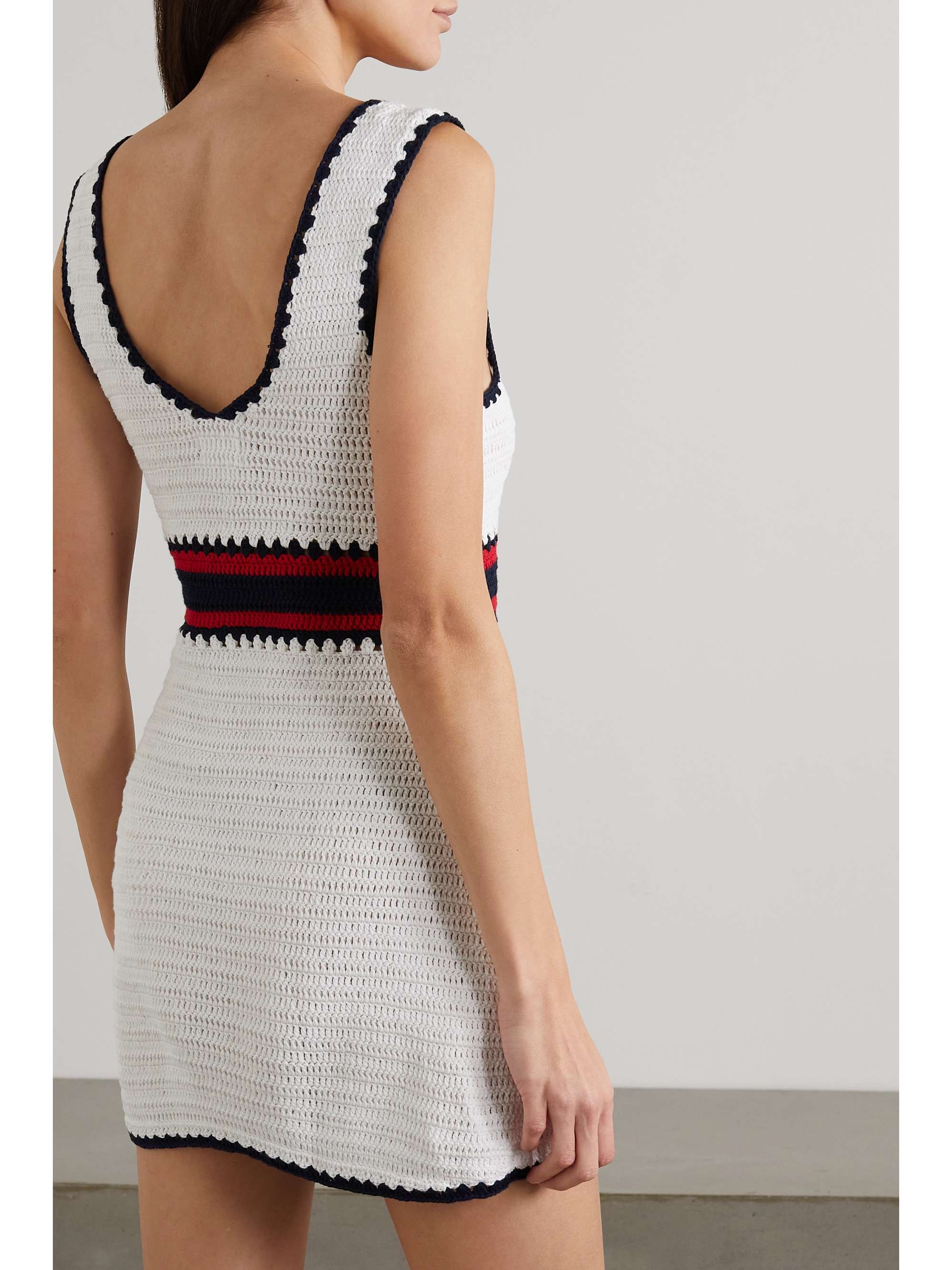THE UPSIDE Palmer Elsa Tennis-Kleid aus gehäkelter Baumwolle mit Streifen