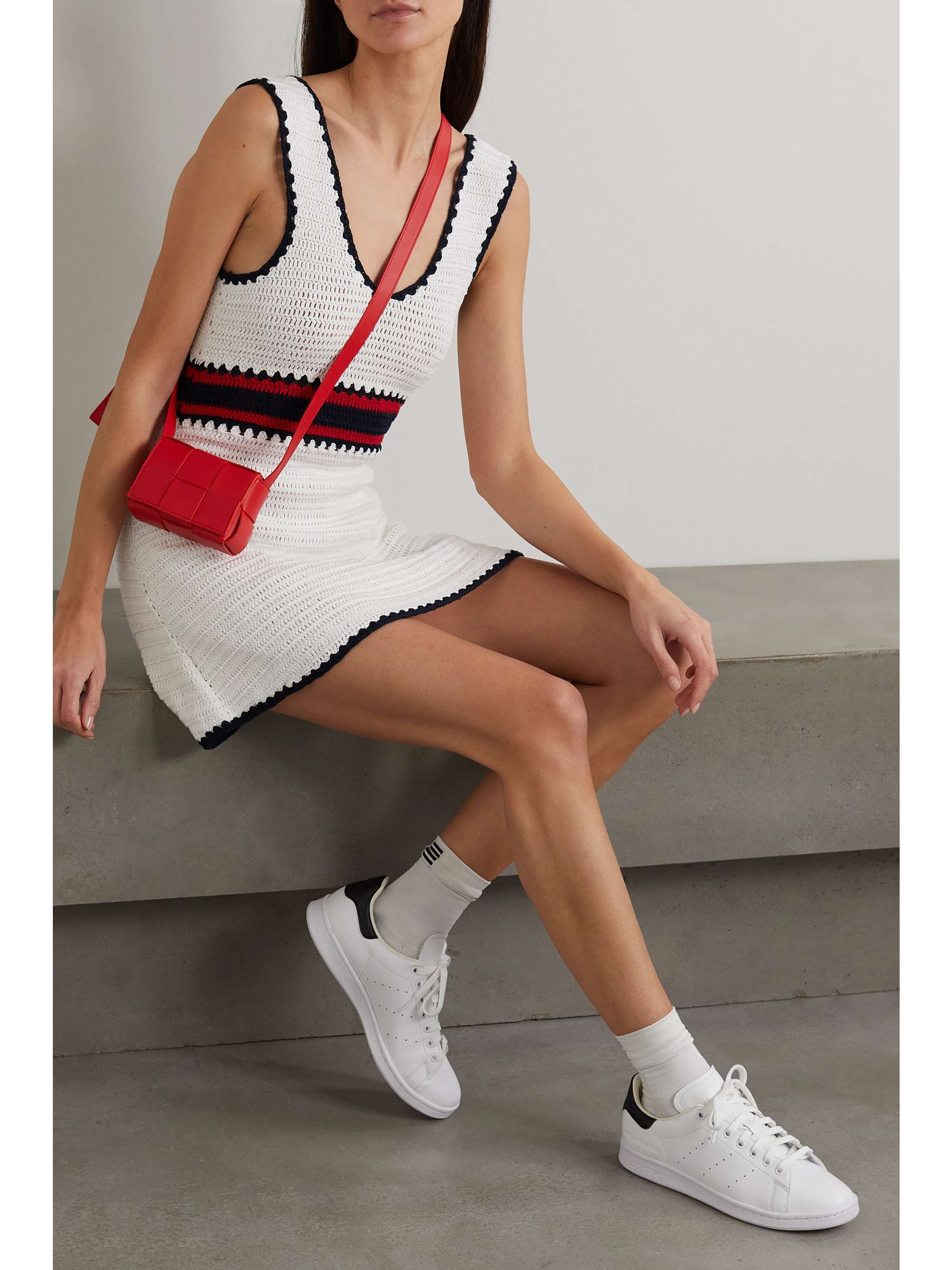 THE UPSIDE Palmer Elsa striped crocheted cotton tennis dress | NET-A-PORTER