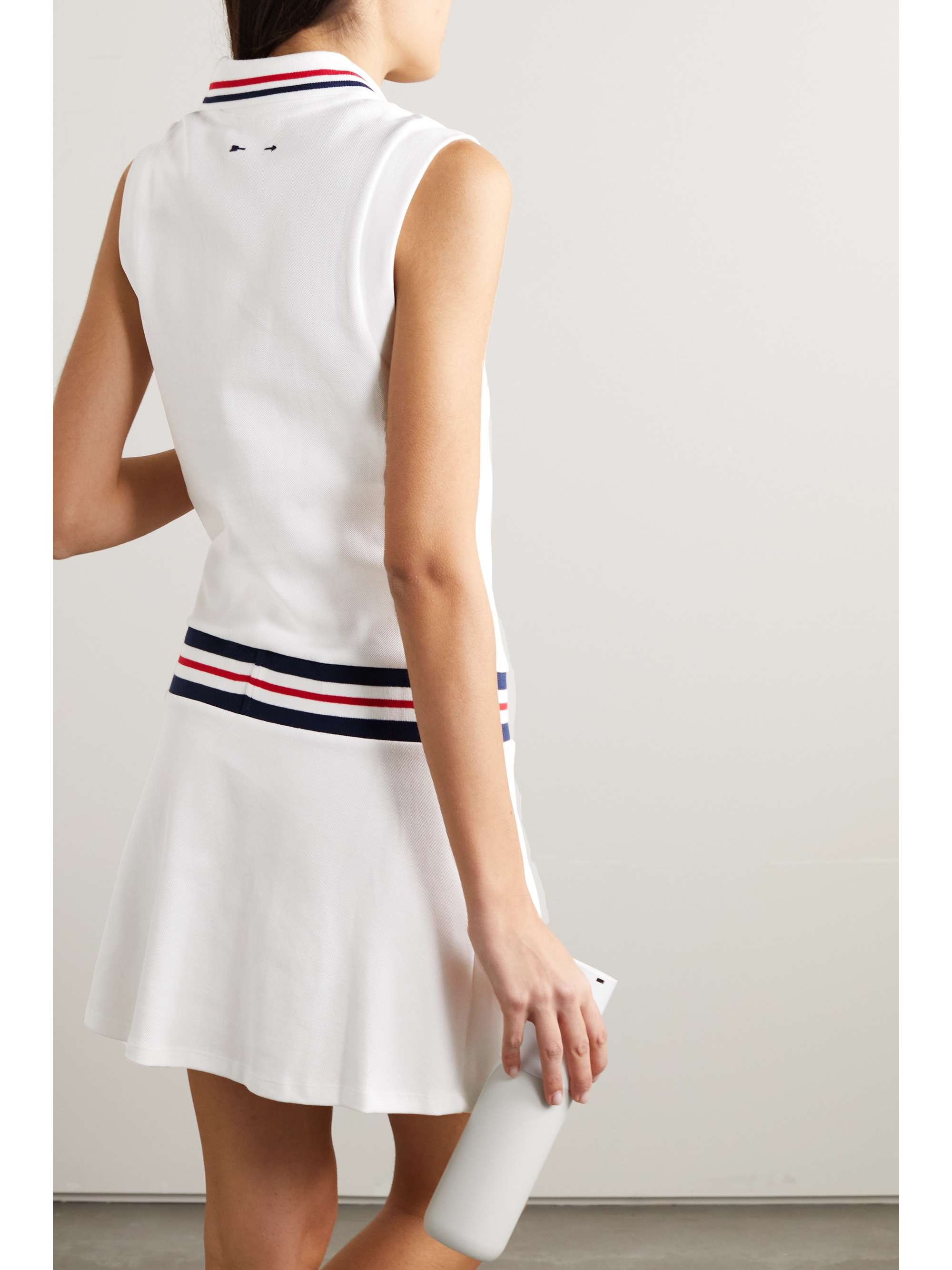 THE UPSIDE Love Fay pleated striped organic cotton-piqué tennis dress