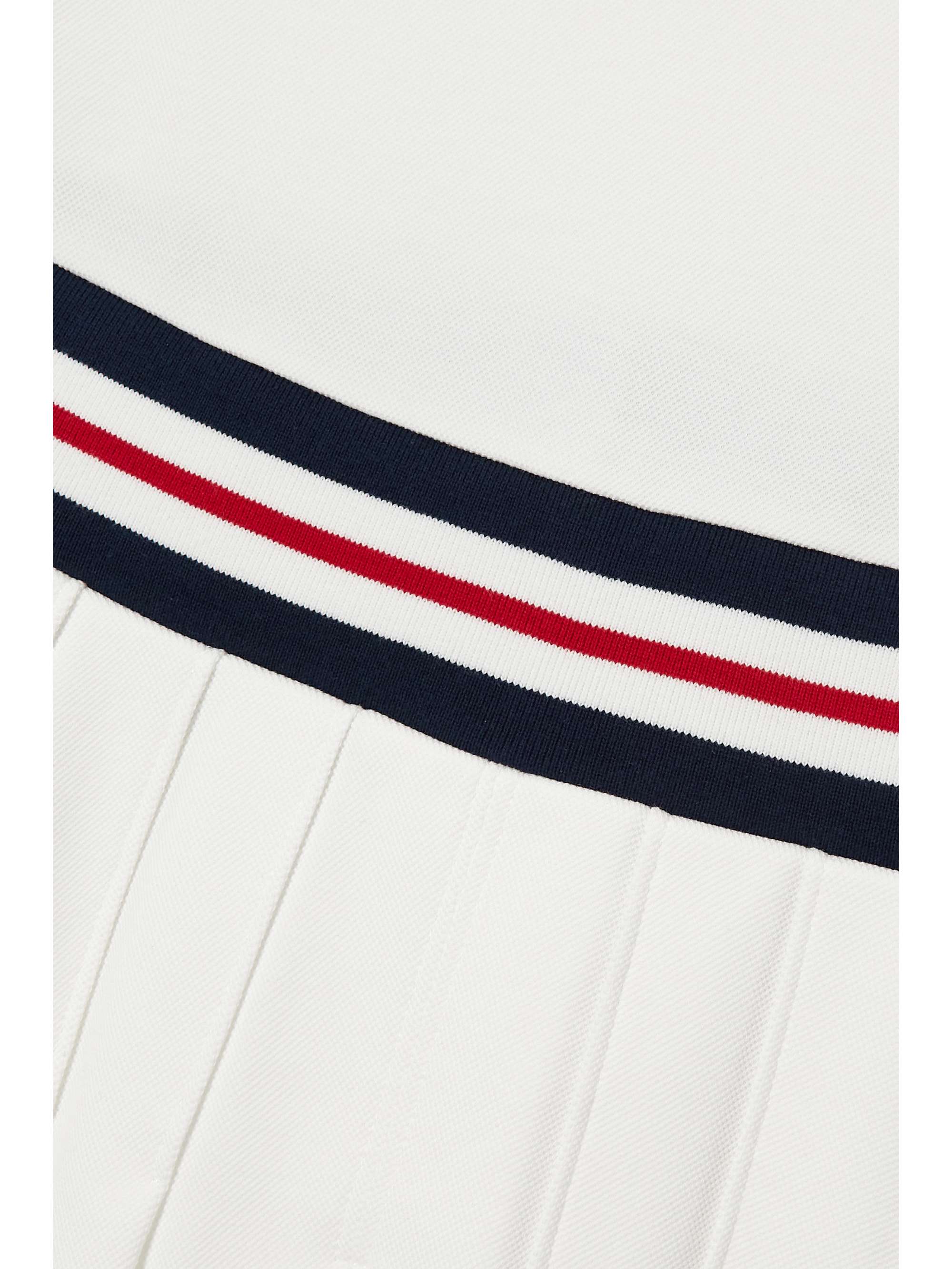 THE UPSIDE Love Fay pleated striped organic cotton-piqué tennis dress