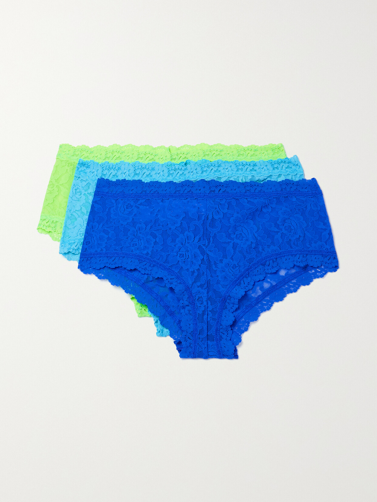 Hanky Panky - + Net Sustain Signature Set Of Three Stretch-lace Boy Shorts - Multi