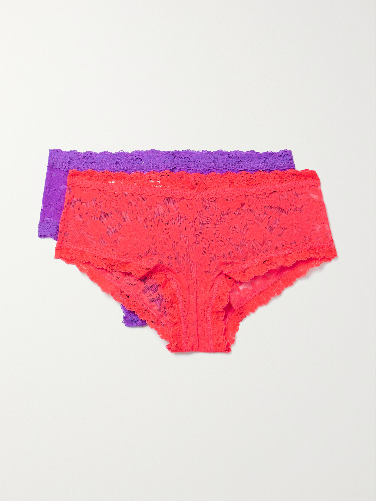 Hanky Panky - + Net Sustain Signature Set Of Two Stretch-lace Boy Shorts - Pink