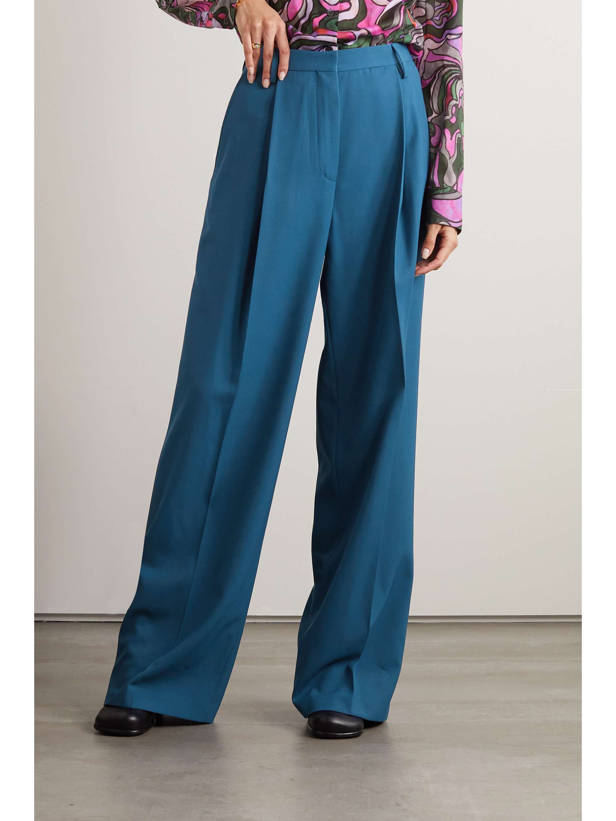 DRIES VAN NOTEN 褶裥华达呢阔腿裤