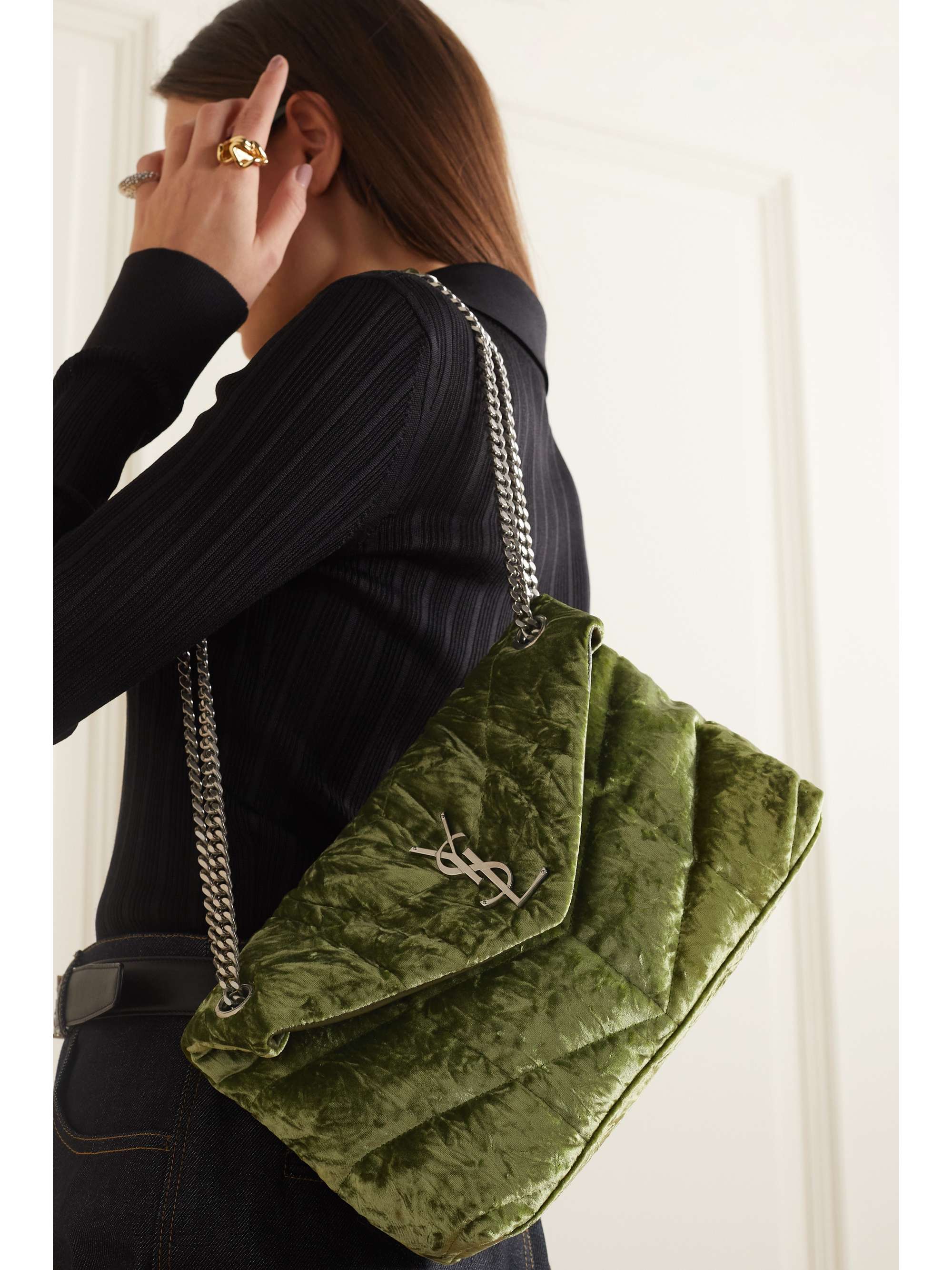 quilted velvet crossbody bag