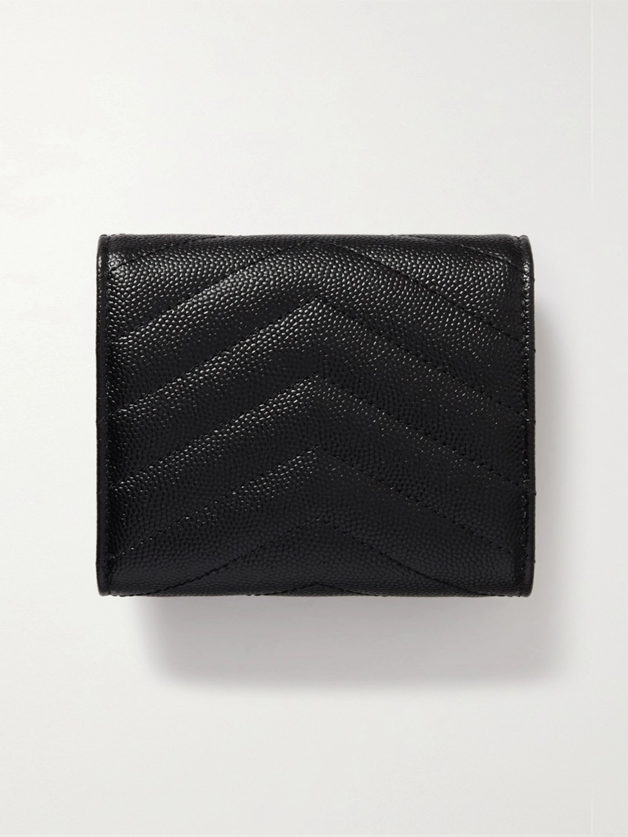 Saint Laurent Cassandre Quilted Textured-leather Wallet In Black