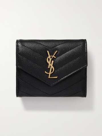 Saint Laurent Logo Star Leather Wallet - Neutrals Wallets