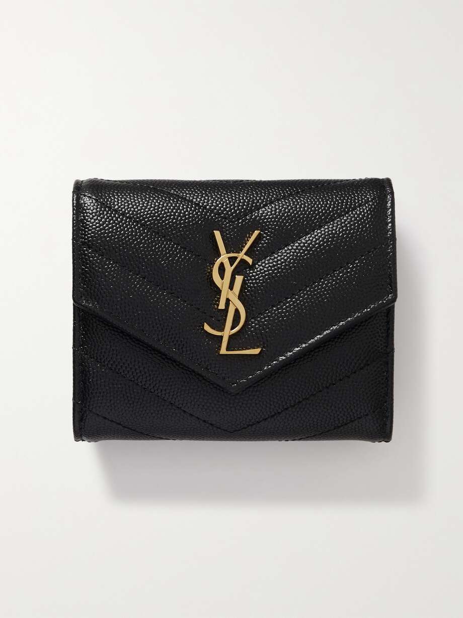 Black Cassandre quilted texturedleather wallet SAINT LAURENT NETA