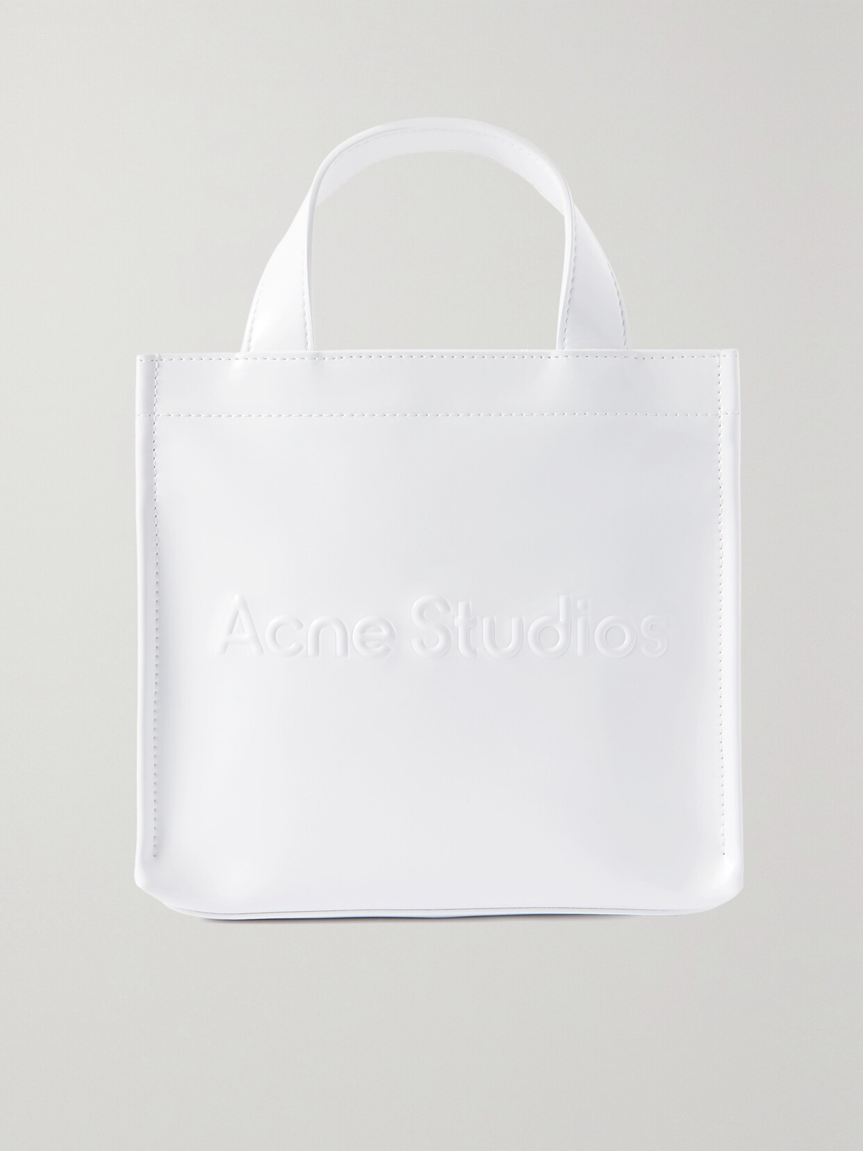 Shop Acne Studios Mini Embossed Faux Patent-leather Tote In White