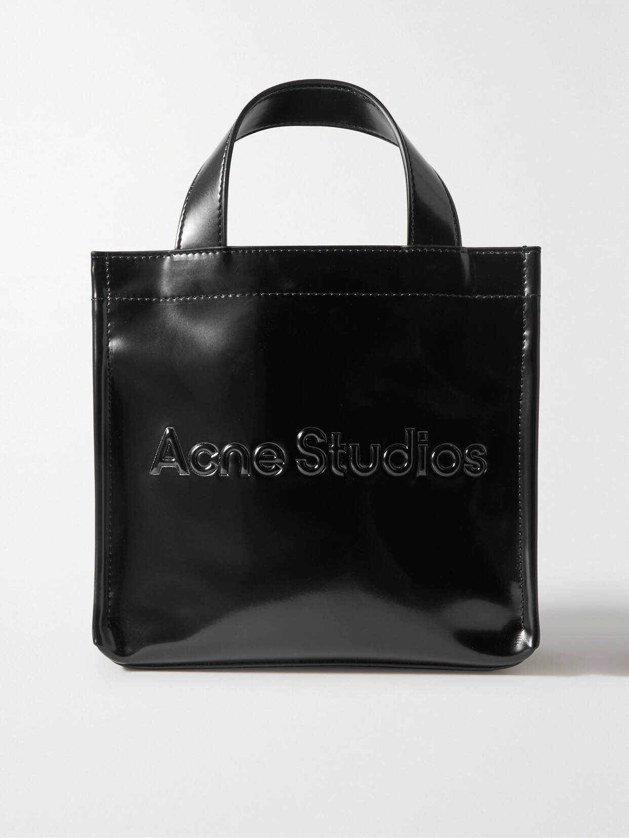 ACNE STUDIOS MINI EMBOSSED FAUX PATENT-LEATHER TOTE