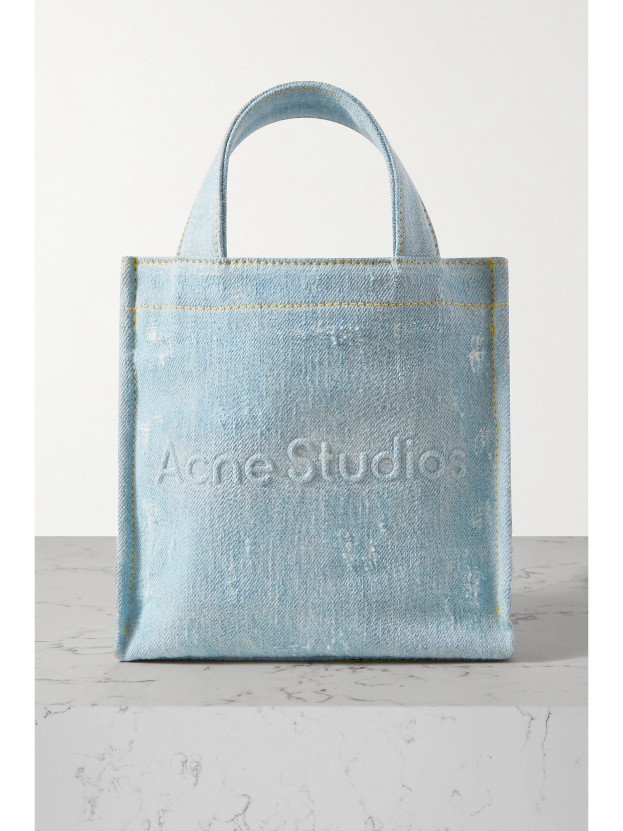 Acne Studios - Mini Embossed Distressed Denim Tote - Blue