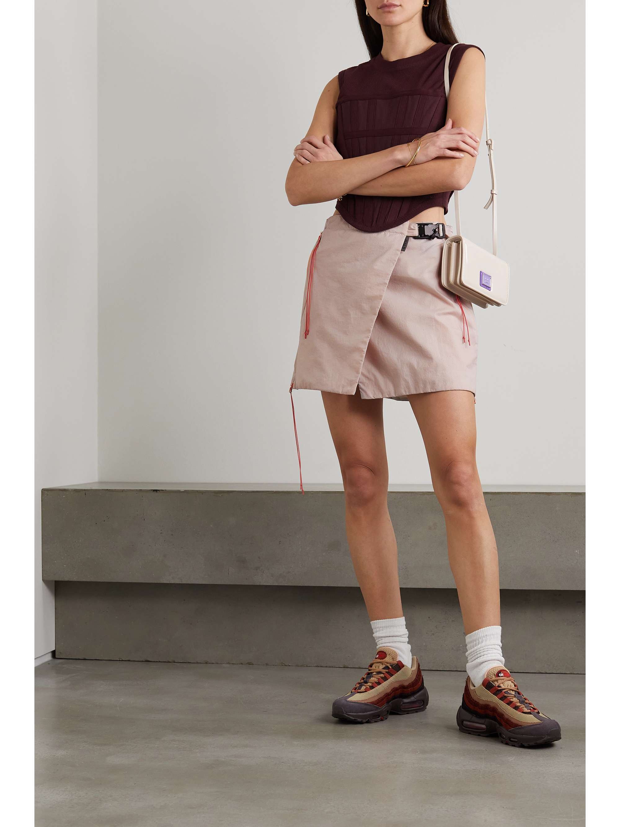 SAUL NASH Asymmetric wrap-effect ripstop mini skirt