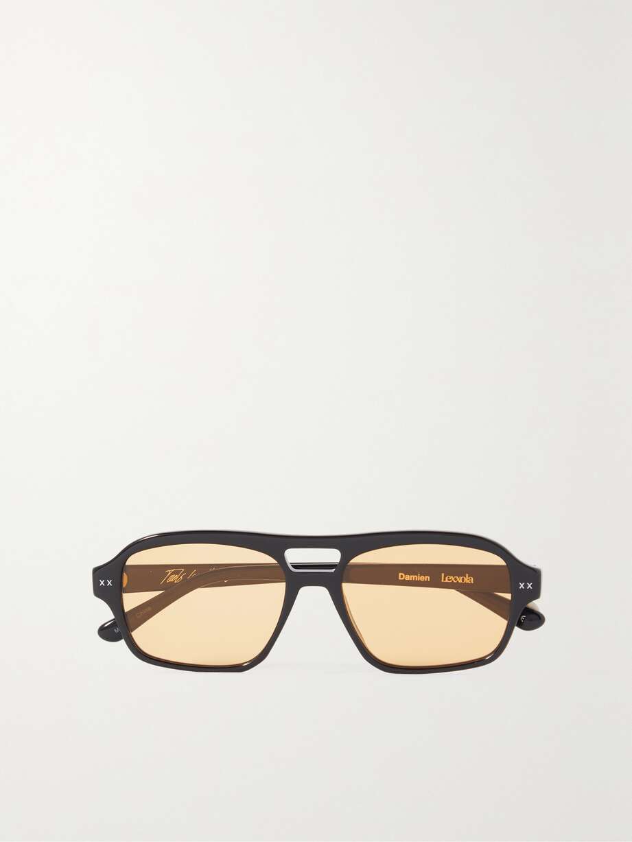 Damien aviator-style acetate sunglasses logo