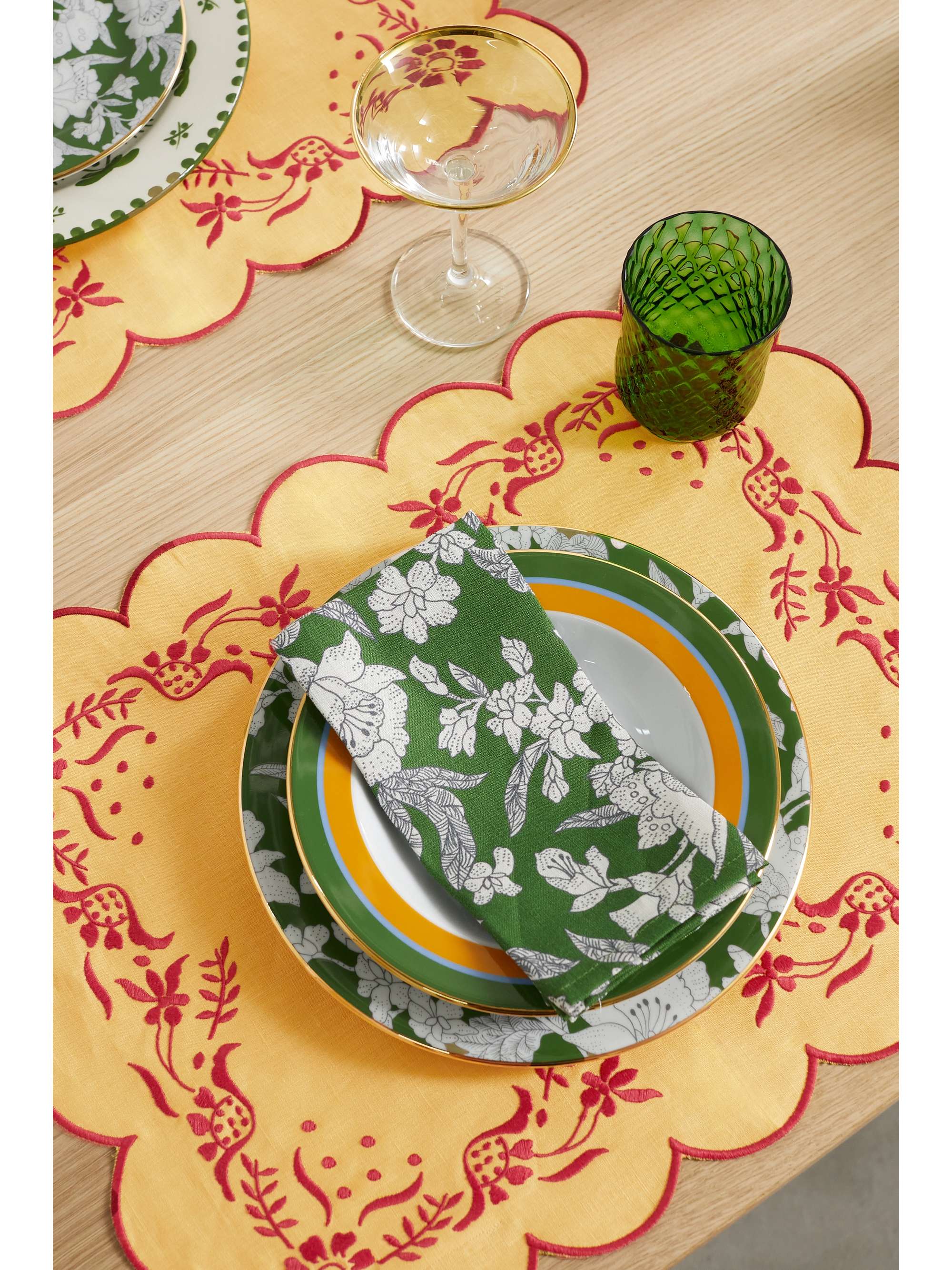 ANGELA WICKSTEAD Set of four embroidered linen placemats