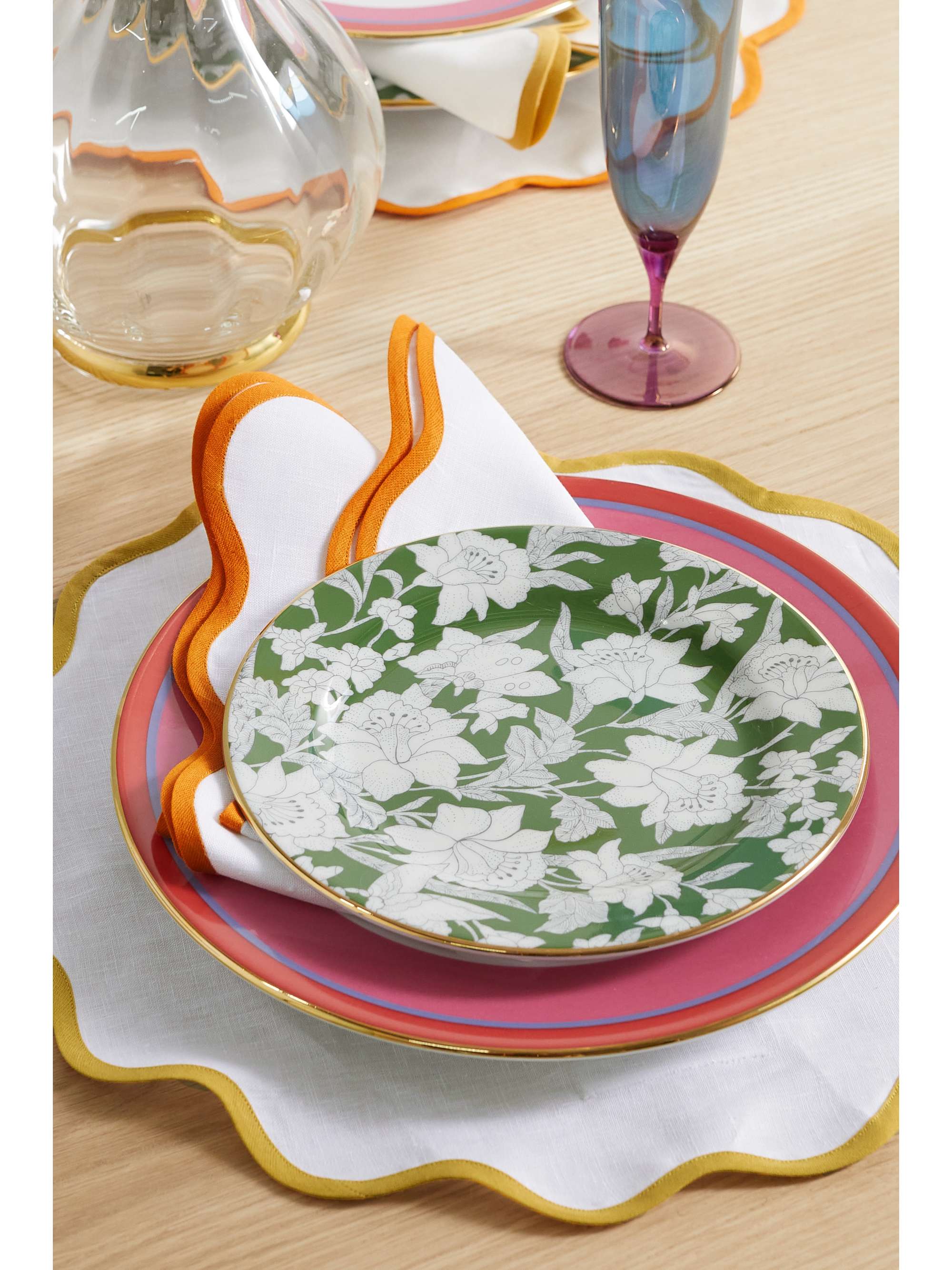ANGELA WICKSTEAD Chiara set of four scalloped embroidered linen napkins