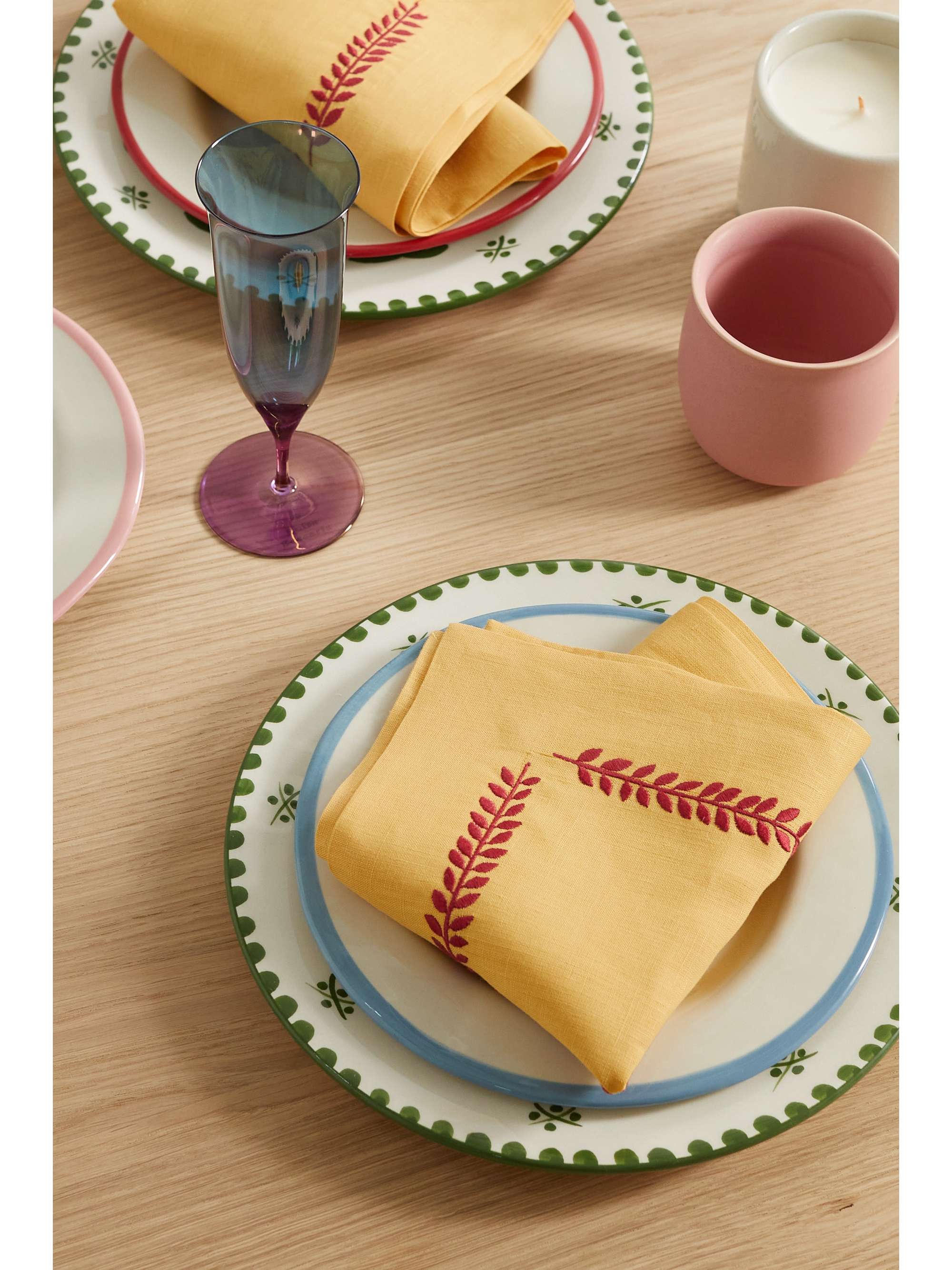 ANGELA WICKSTEAD Set of four embroidered linen napkins