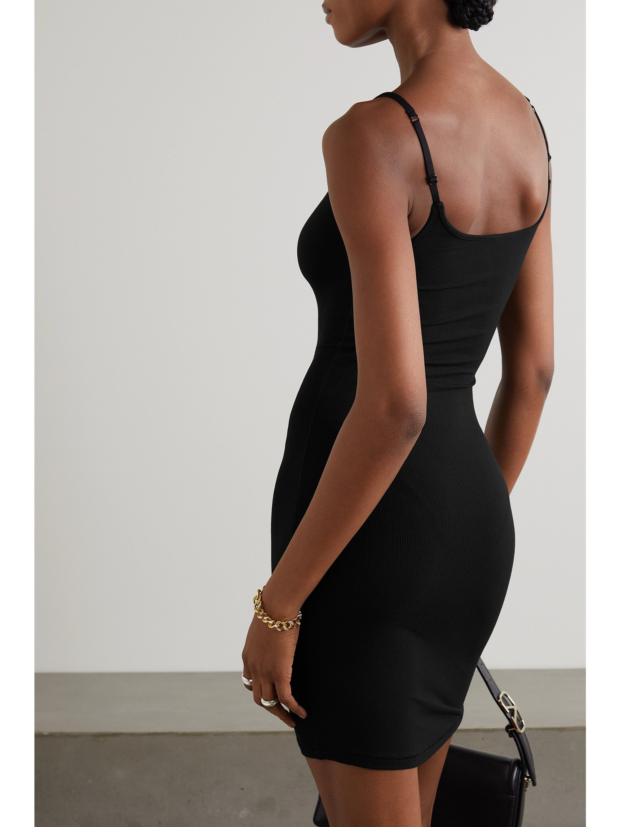 Skims Soft Lounge ribbed stretch-modal mini dress - Onyx