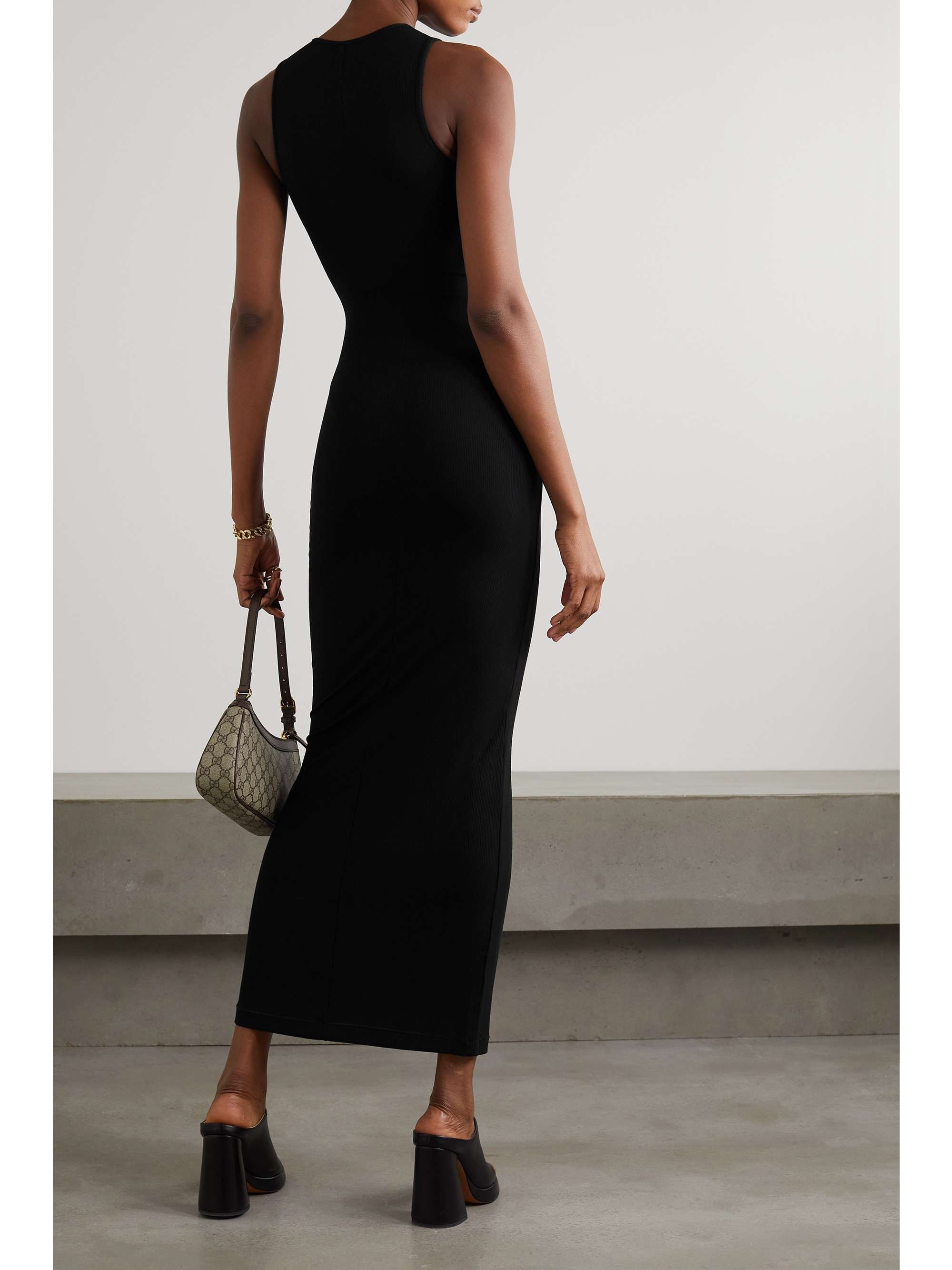 SKIMS Soft Lounge ribbed stretchmodal maxi dress Onyx NETAPORTER