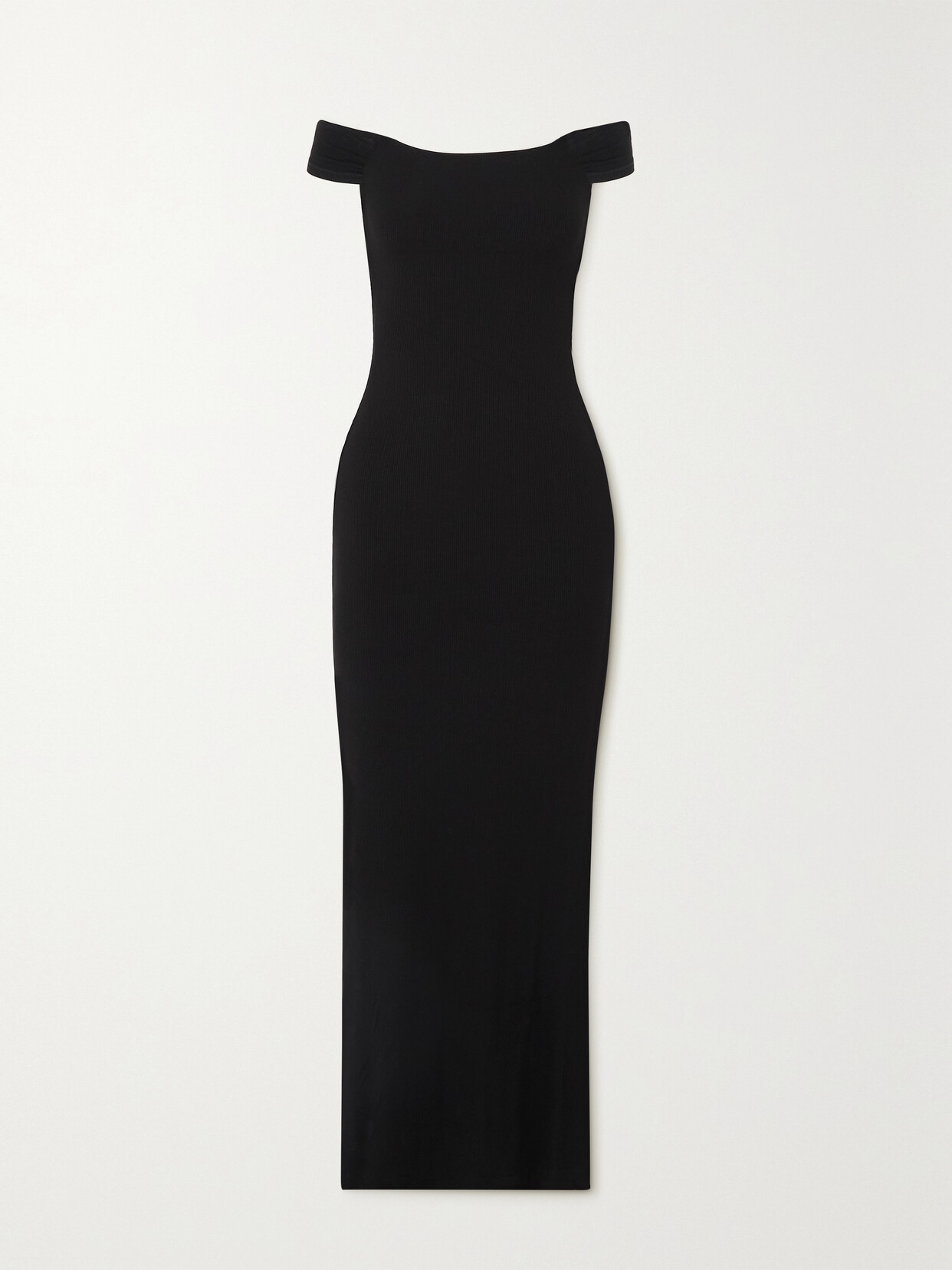 Skims - Soft Lounge Off-the-shoulder Ribbed Stretch-modal Maxi Dress - Onyx