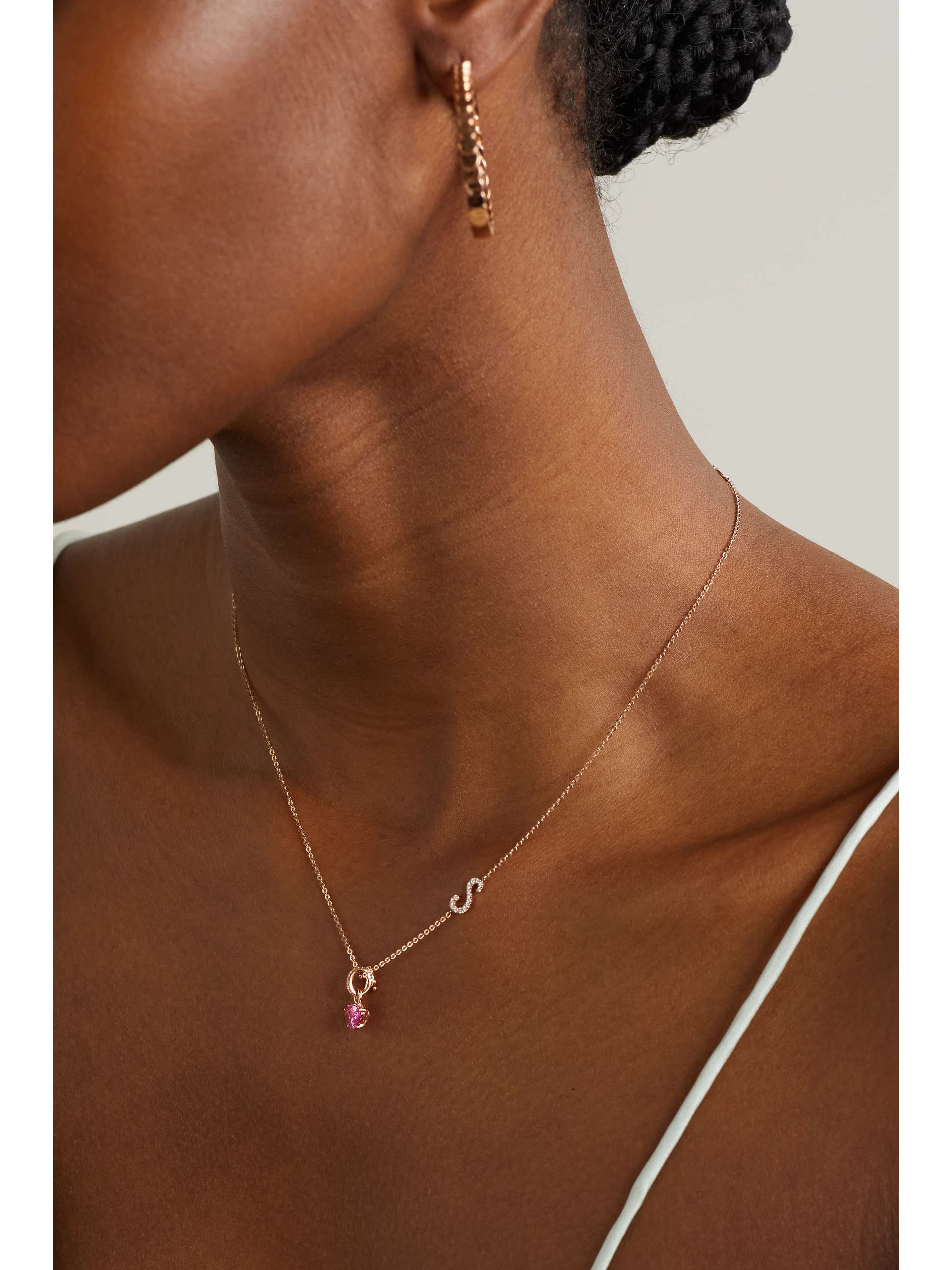 ANITA KO 18-karat rose gold, sapphire and diamond pendant