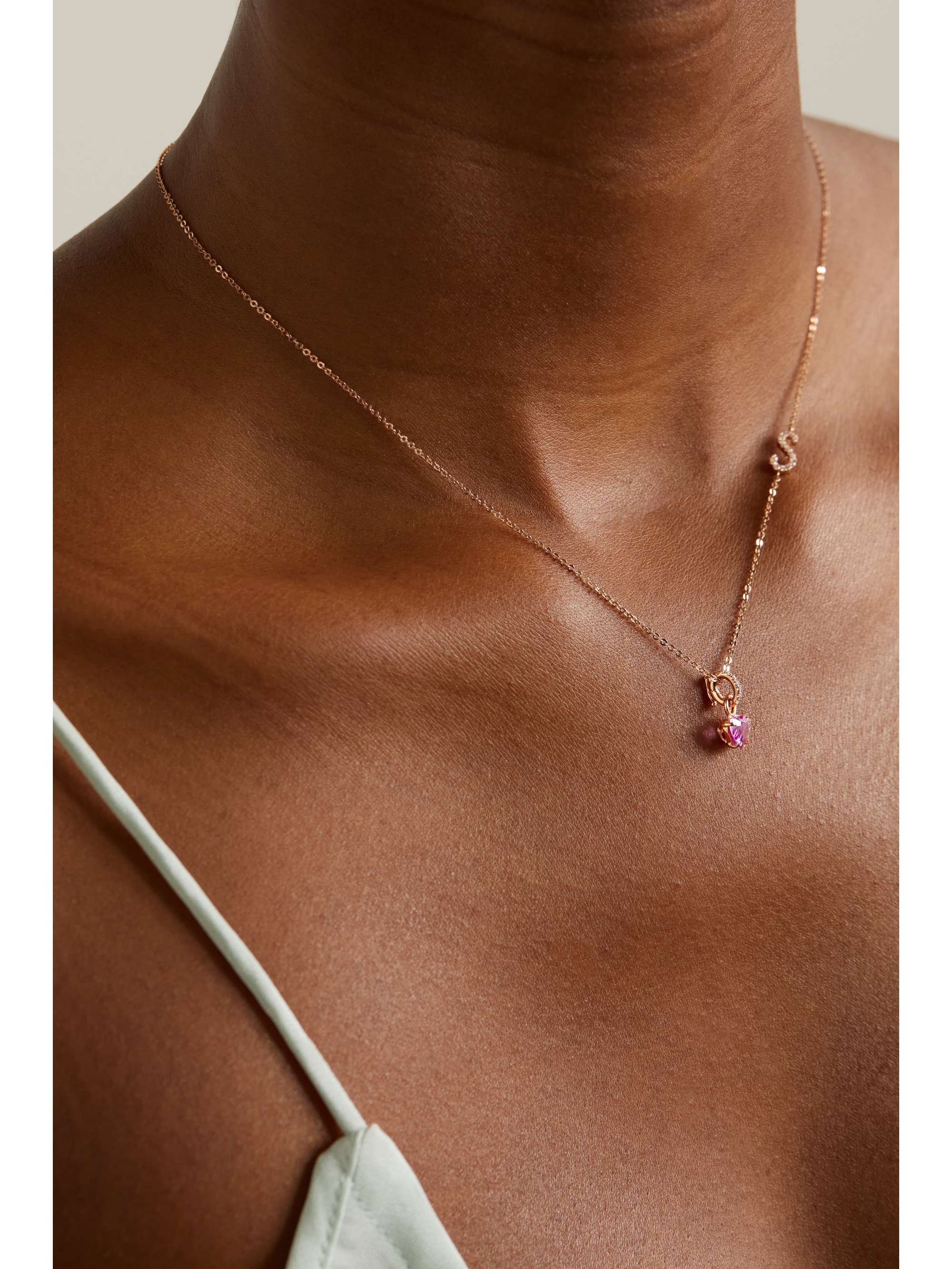 ANITA KO 18-karat rose gold, sapphire and diamond pendant