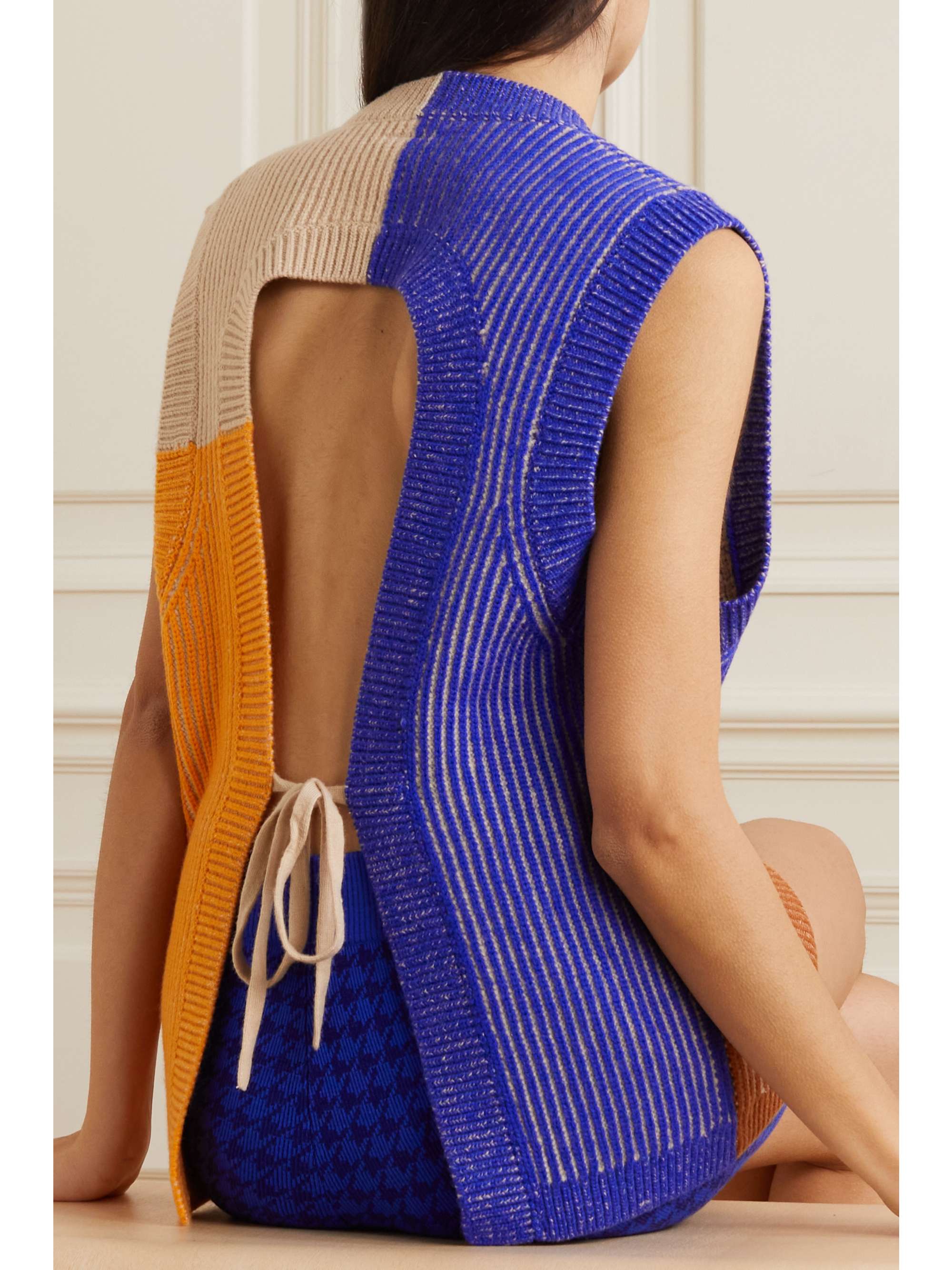 NAGNATA Hinterland open-back color-block ribbed merino wool vest