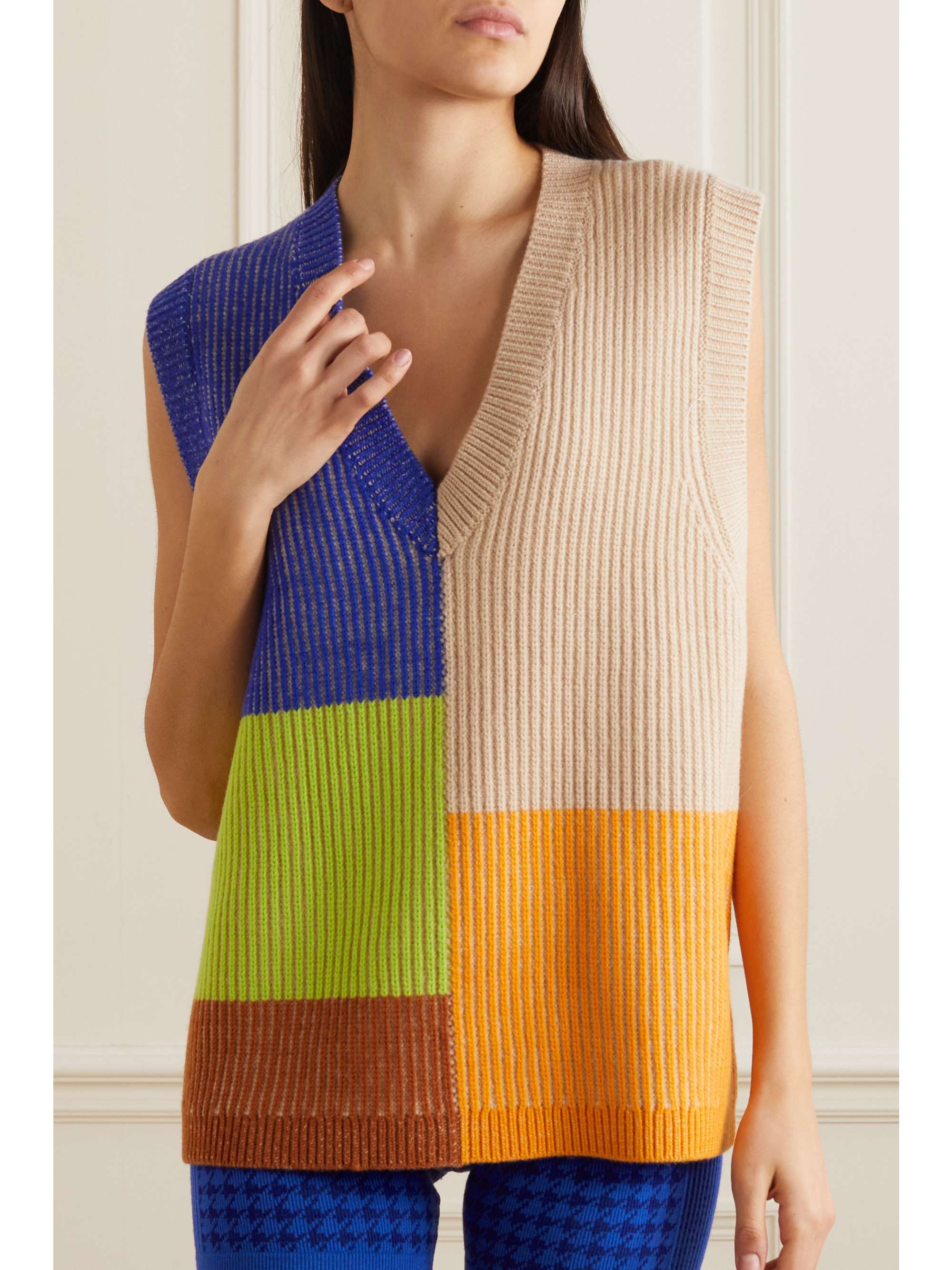 NAGNATA Hinterland open-back color-block ribbed merino wool vest