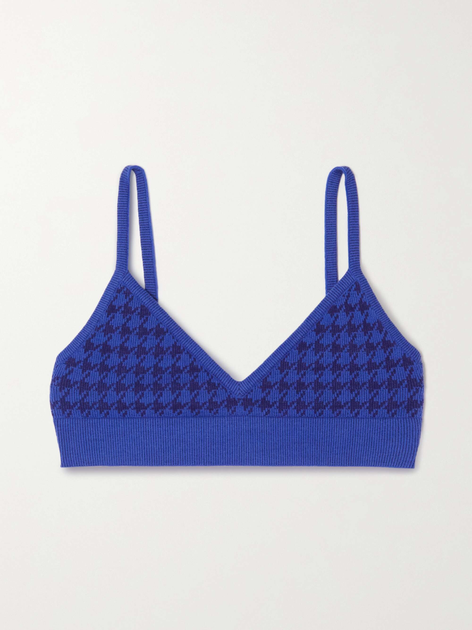 NAGNATA Checked Out houndstooth merino wool-blend bralette