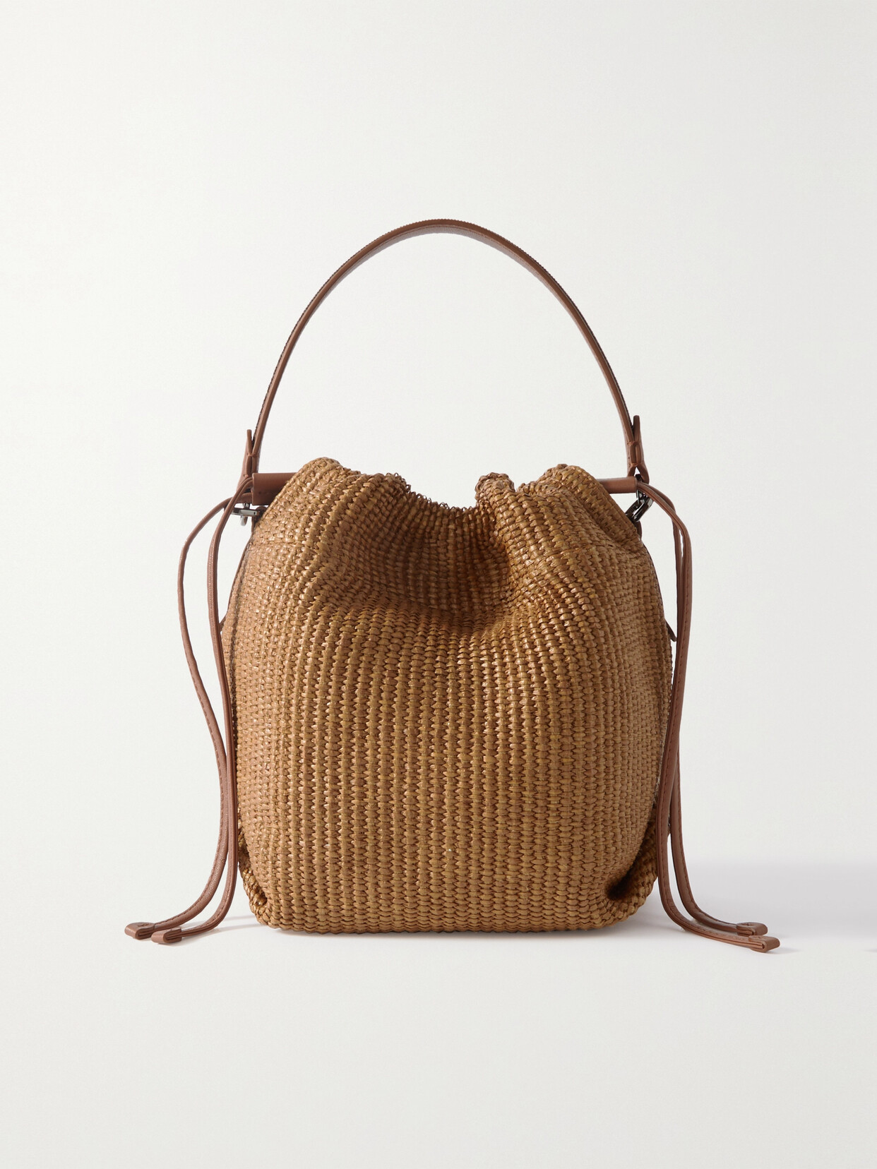 Brunello Cucinelli Leathertrimmed Raffia Shoulder Bag In Brown ModeSens