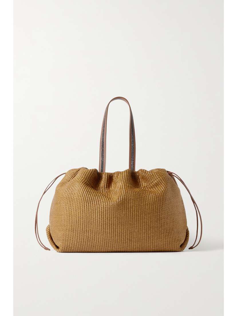 Brunello Cucinelli Embellished Woven Raffia Tote