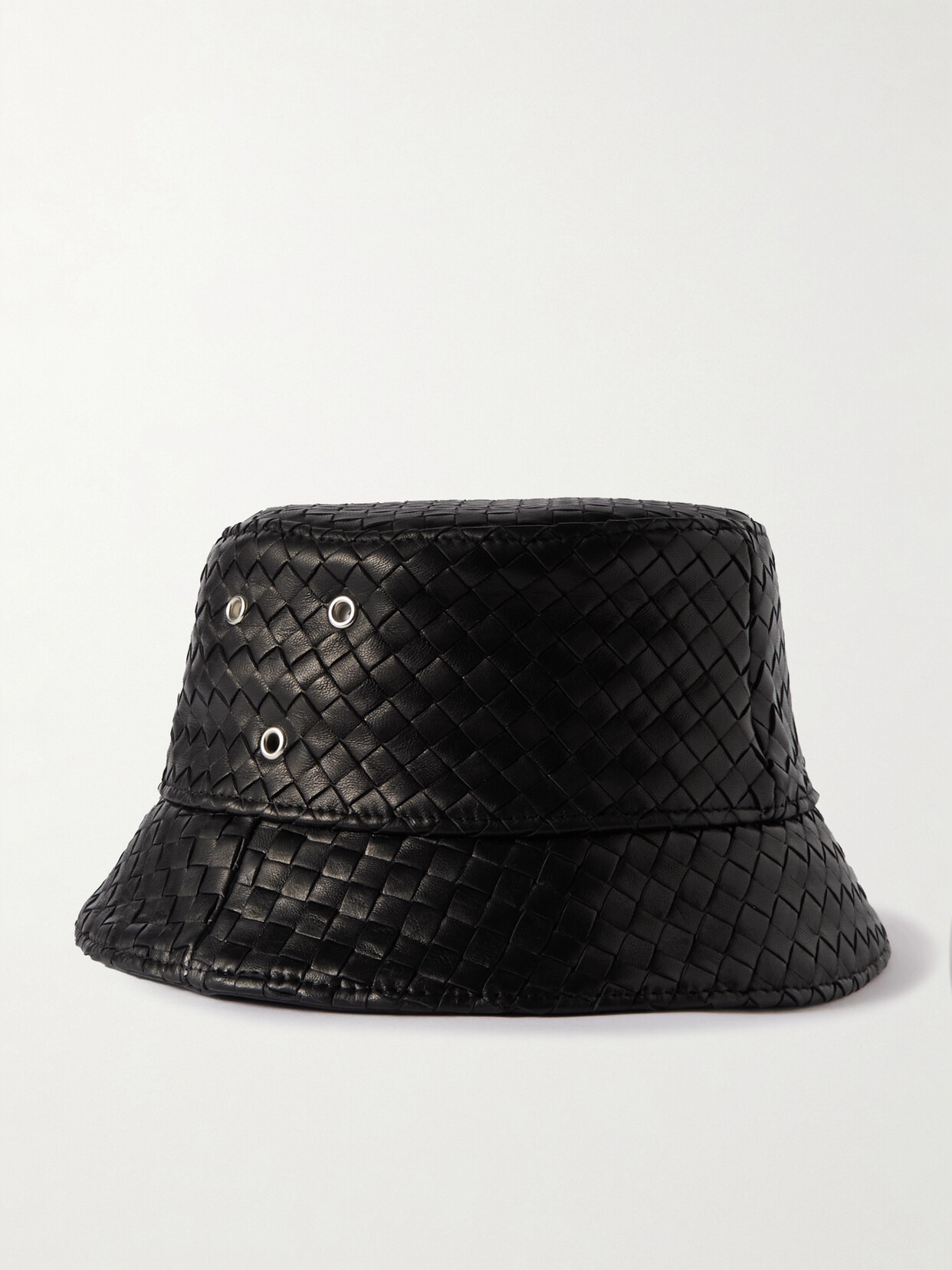 Bottega Veneta - Intrecciato Leather Bucket Hat - Black