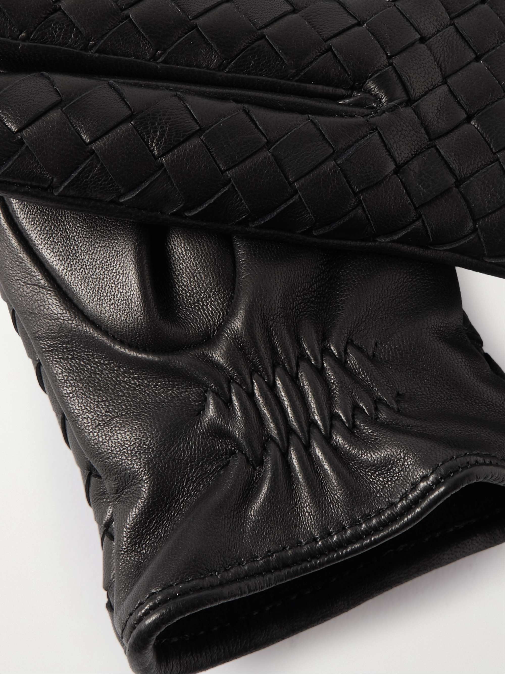 BOTTEGA VENETA Intrecciato leather gloves