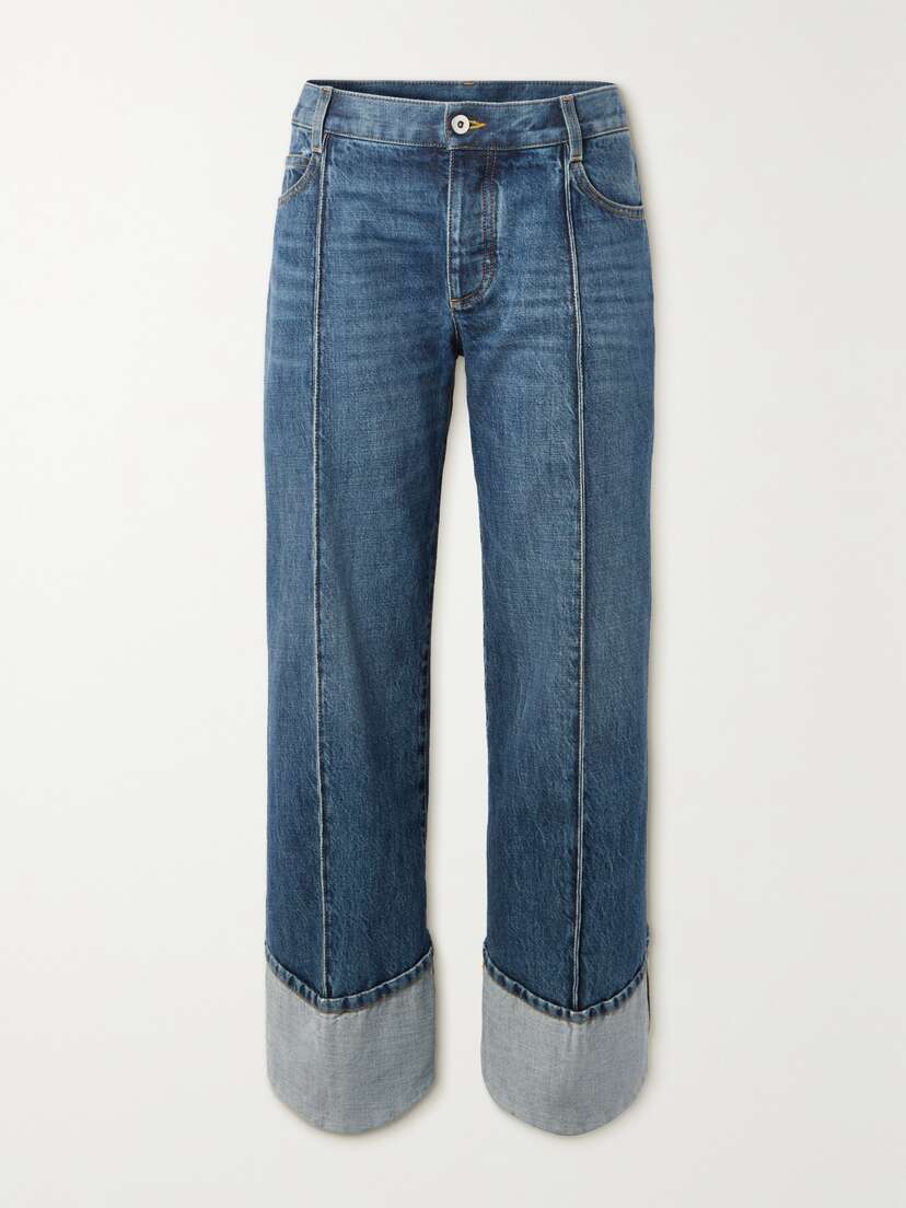 Bottega Veneta Pintucked Mid-rise Straight-leg Jeans