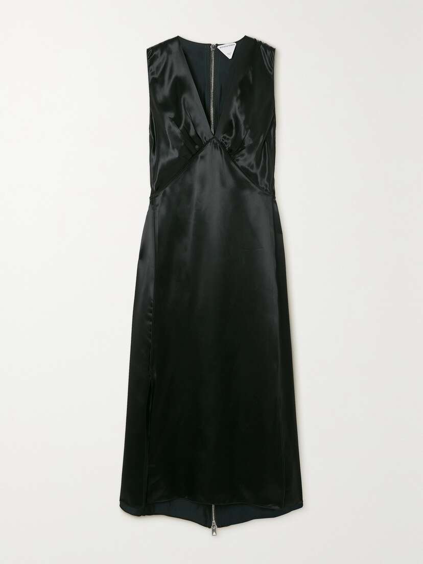 Bottega Veneta Ruffled Satin Midi Dress