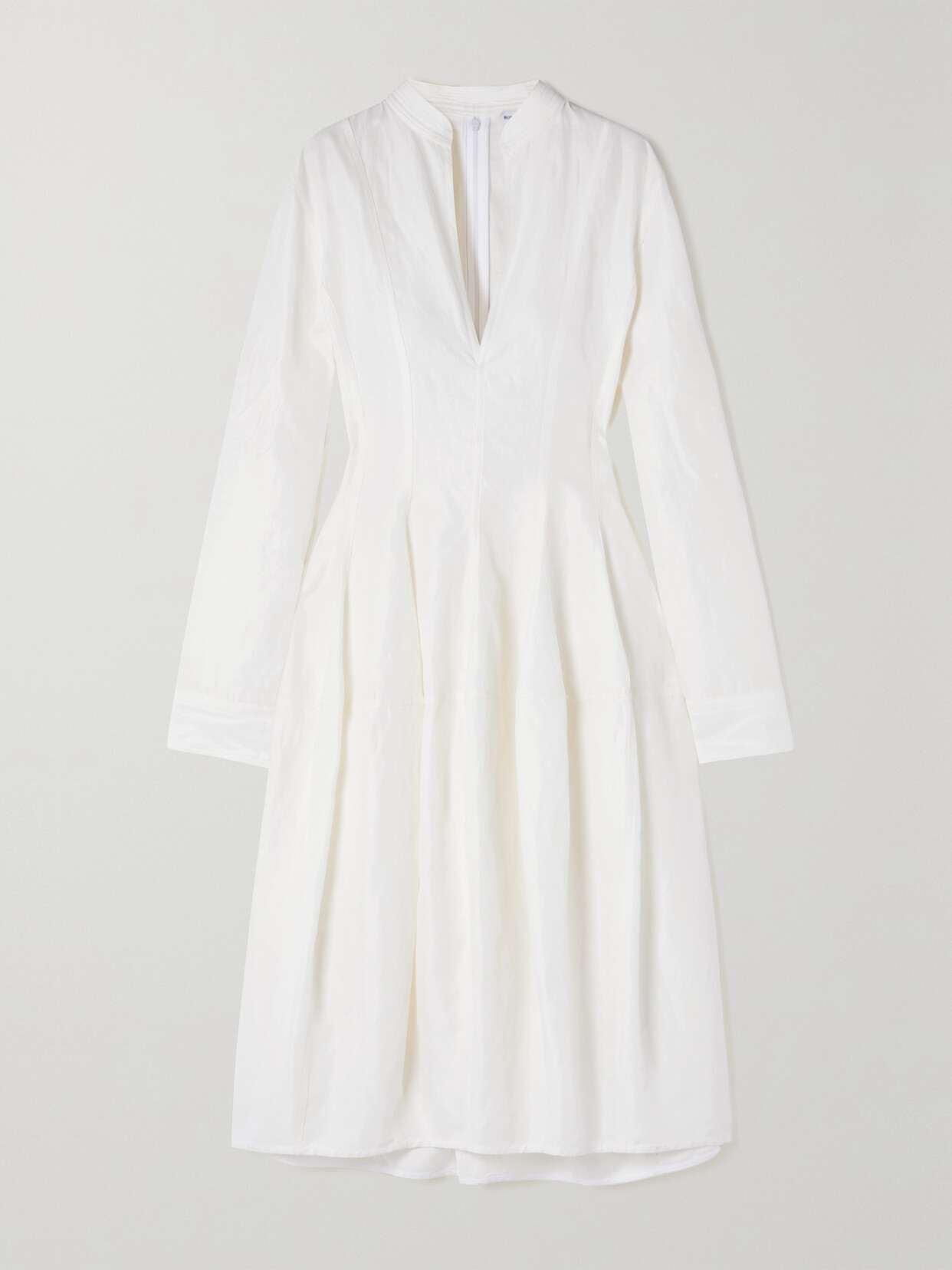 Shop Bottega Veneta Embellished Paneled Silk-twill Midi Dress In White