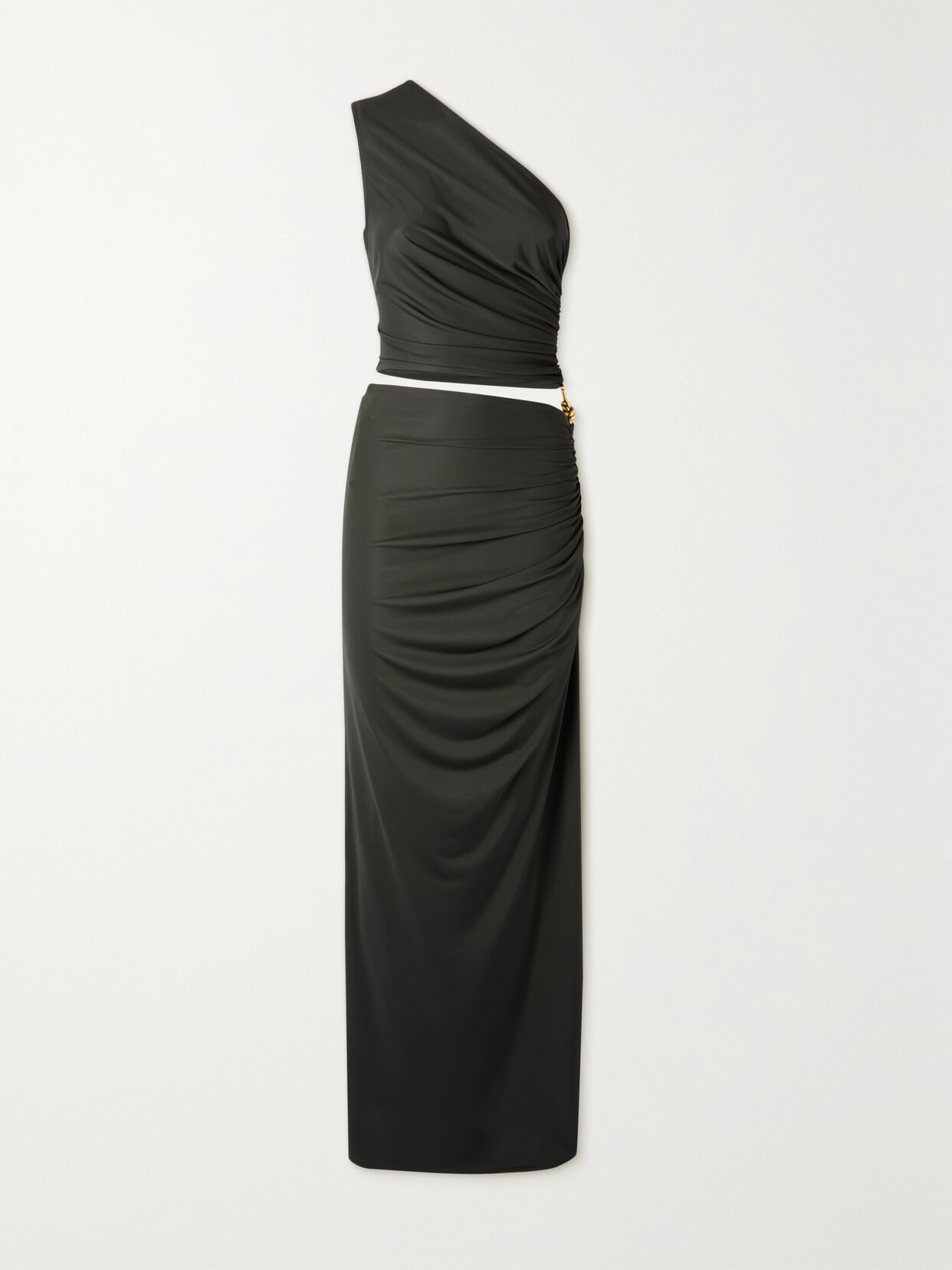 Bottega Veneta - One-shoulder Cutout Satin-jersey Maxi Dress - Green
