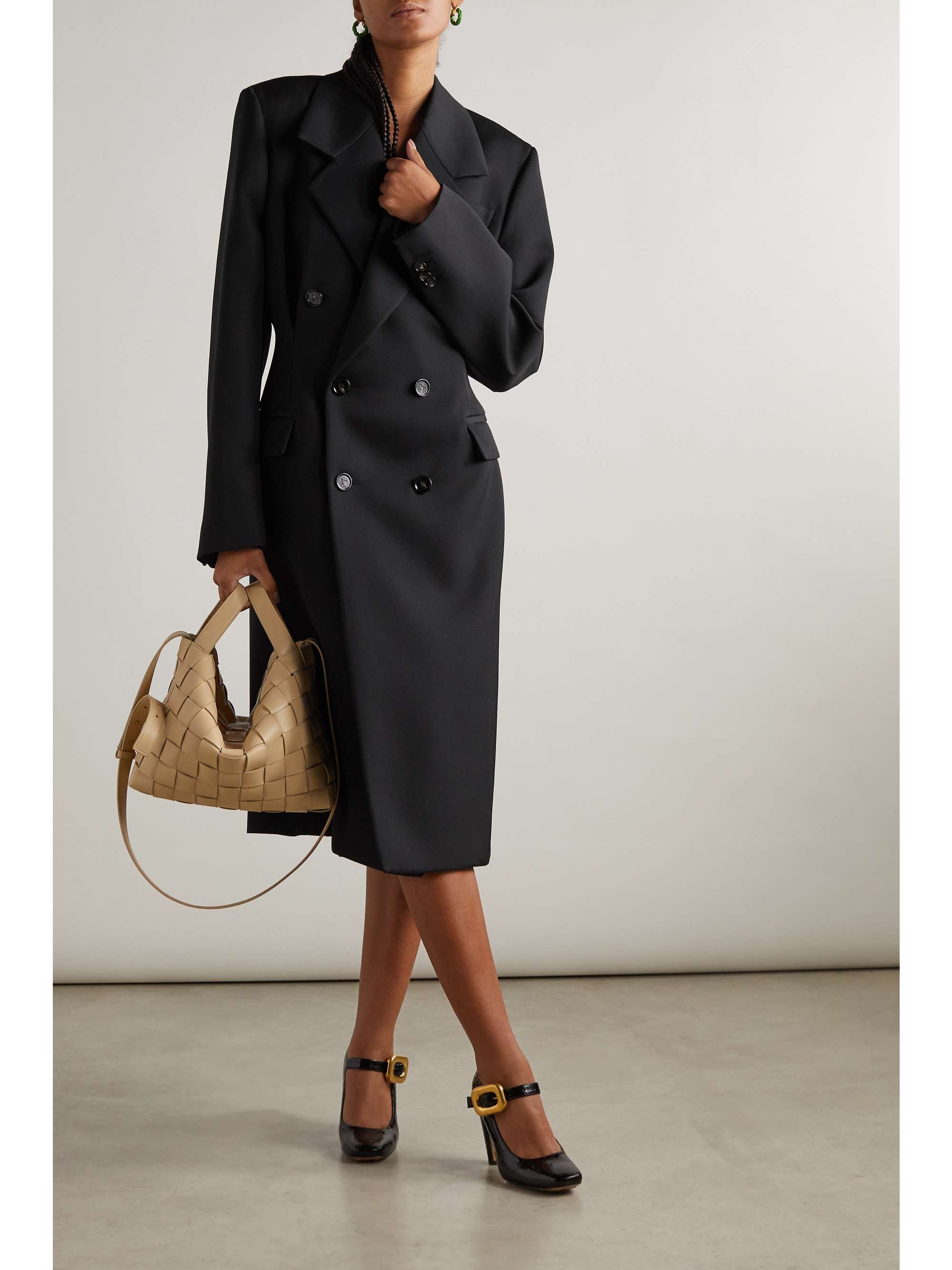 BOTTEGA VENETA Double-breasted gathered wool coat | NET-A-PORTER